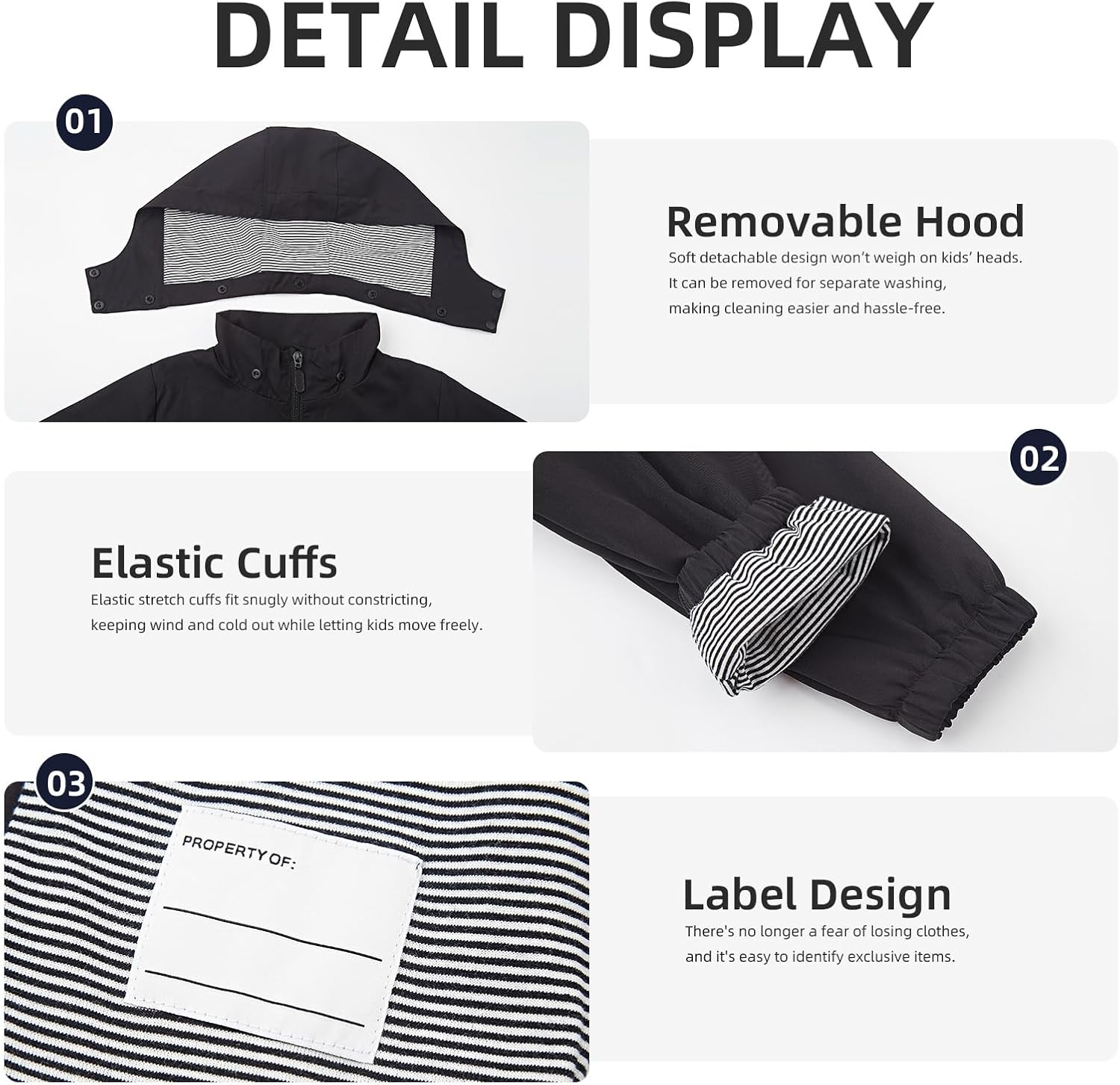 Boys Girls Waterproof Hooded Jackets Lightweight Soft Lining Kids Windbreaker Rain Coats - Image 5