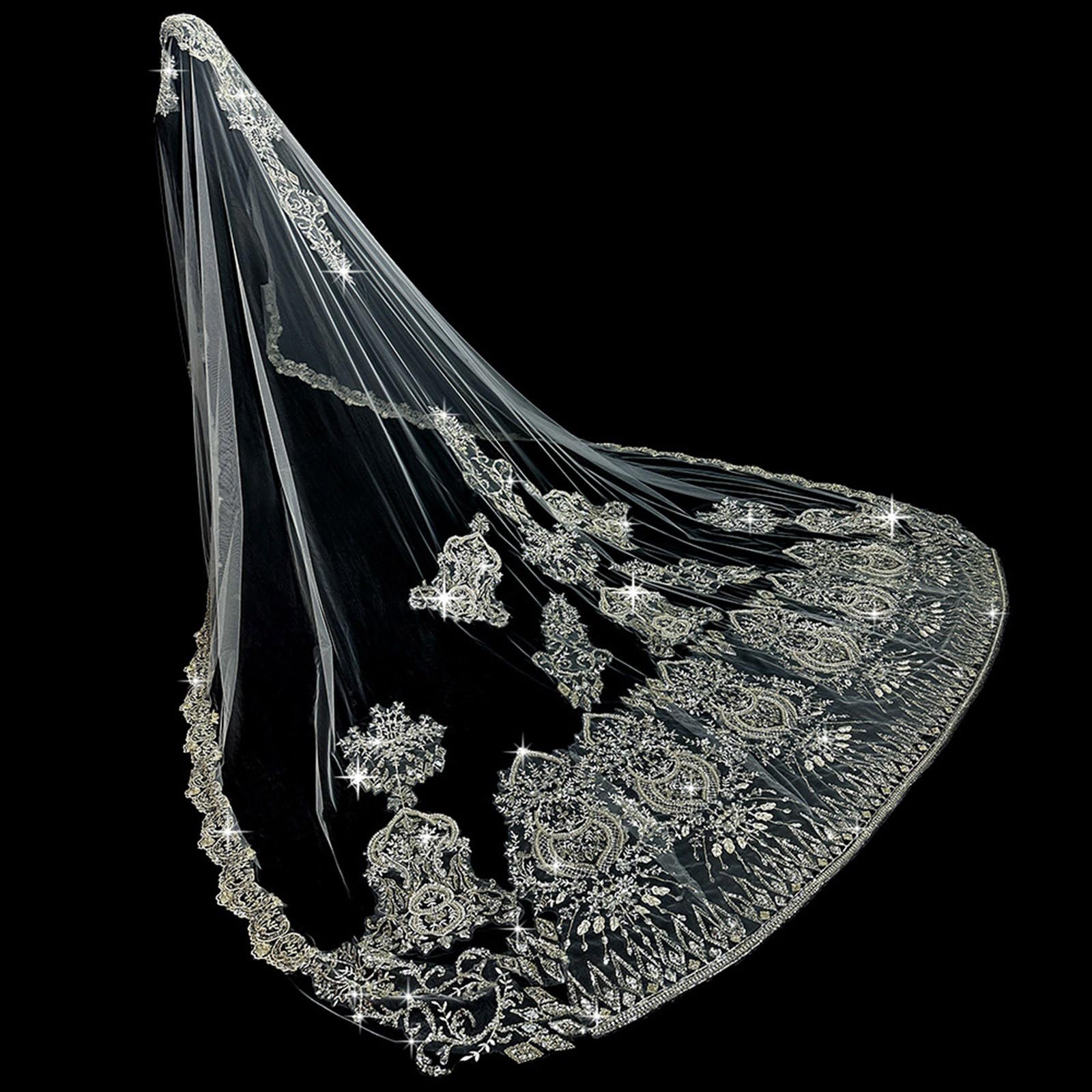Bella Cattedrale Velo Da Sposa Con Morbido Tessuto Tulle Accessori Da Sposa Per Cercare Eleganze Paillettes Velo Di Pizzo