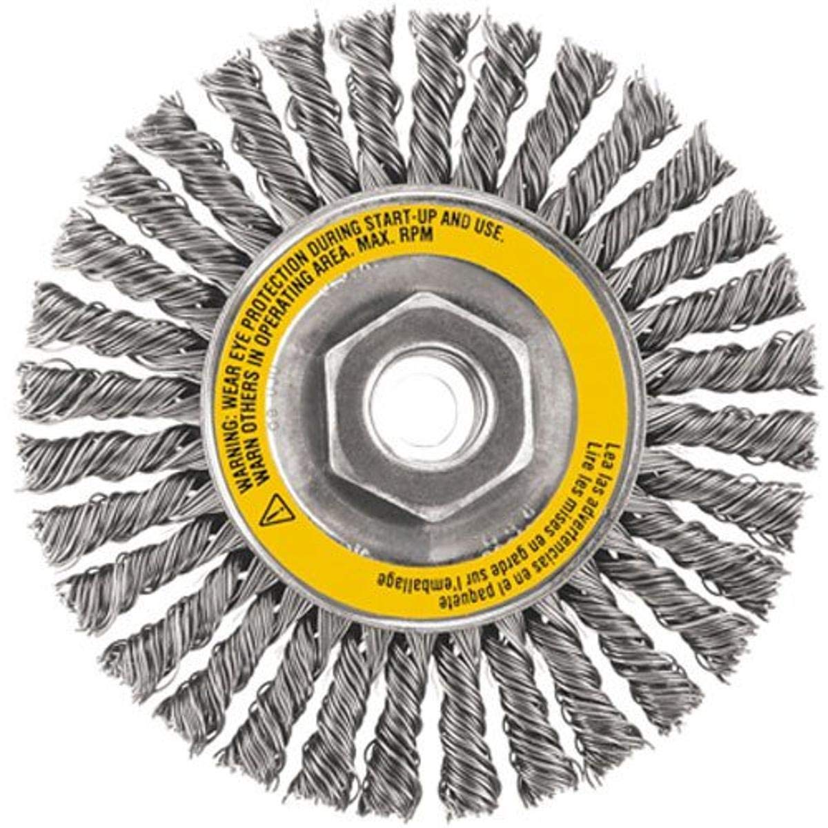 DEWALT Wire Wheel, Stainless, Stringer Bead , 4-Inch x 5/8-Inch, 11 HP, .020-Inch (DW49204)