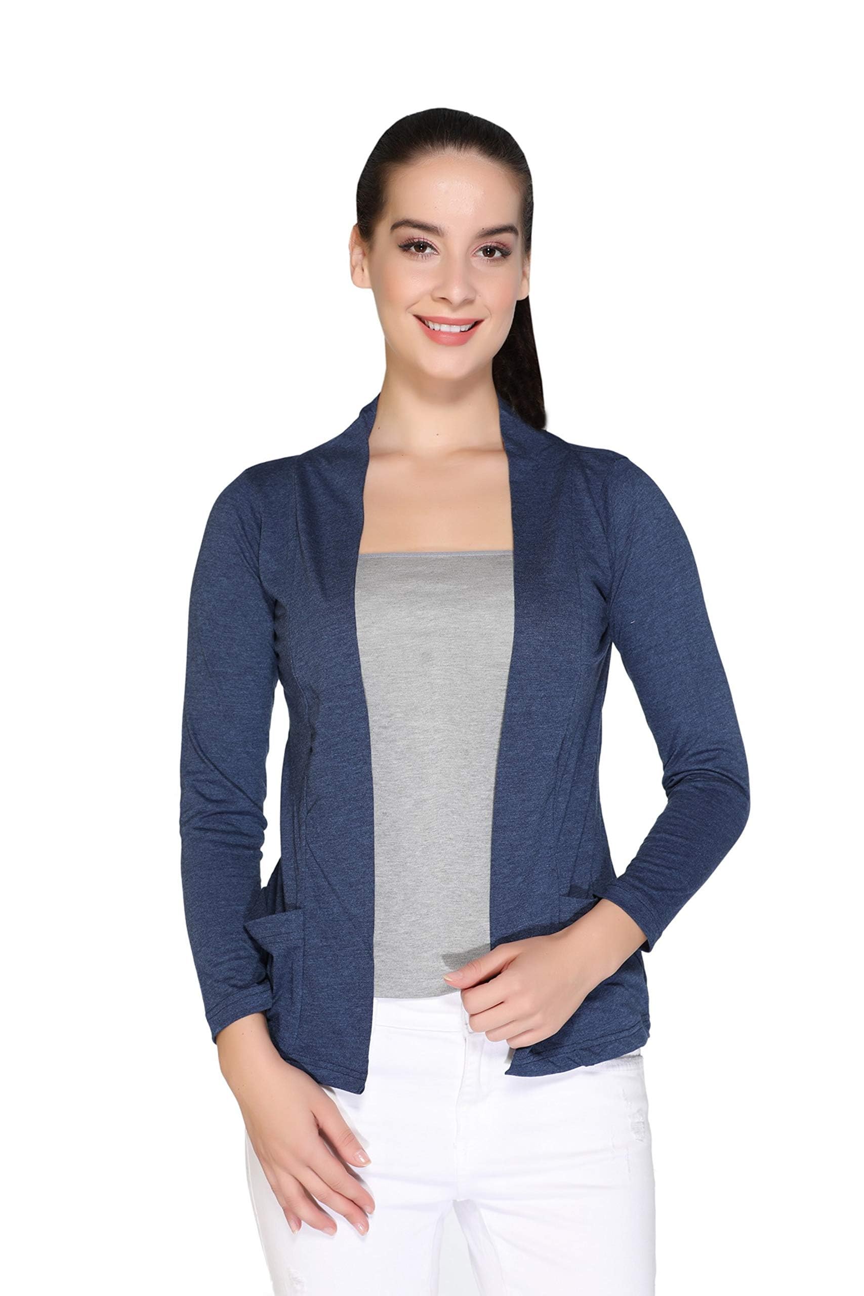 in love Casual Cotton Jet Black Shrug with Pocket and Long Sleeves for Summers,WSG-5100-picture-26