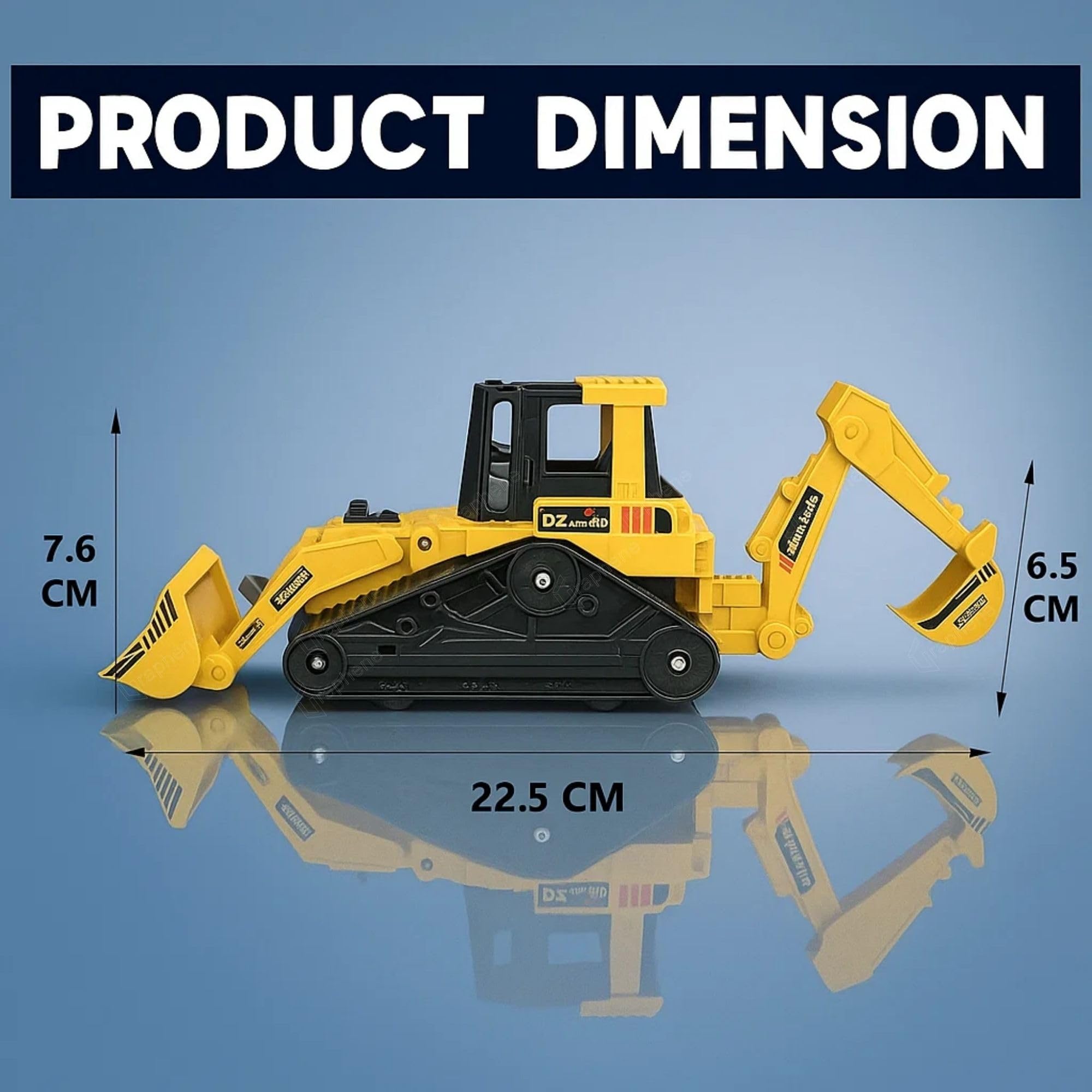 GRAPHENE 2in1 Construction Toy Bulldozer Excavator Engineer JCB Truck Movable Joints No Battery Needed Friction Power Vehicle for 1-5 Years Kids Boy Girl Toddlers