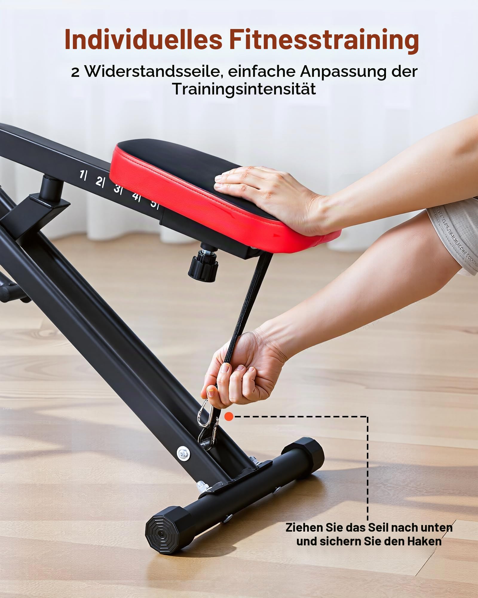 VEVOR Kniebeugenmaschine für Tiefe Kniebeugen zu Hause, klappbares Trainingsgerät, Gesäßtrainer mit 2 hochfesten Widerstandsbändern, Heimtrainingsgerät für Gesäß und Beine, Glute Machine