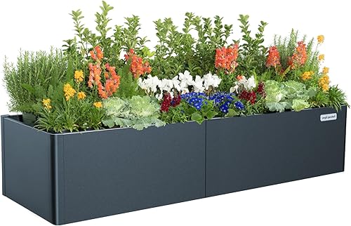 Miniatura 13 de Vego garden Maceta moderna elevada de 17 pulgadas de alto, 42 x 83 pulgadas, maceta de metal pesado grande para árboles, plantas, flores, macetas de