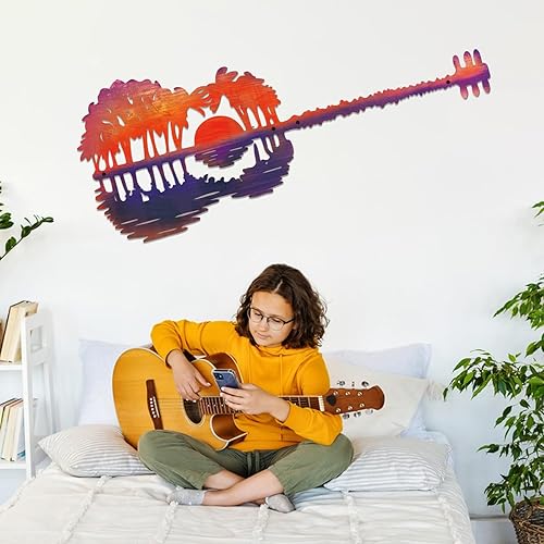 Miniatura 5 de KOYILTD Decoración de pared de metal rústico Music Is What Feelings Sound Like Guitar Pick Escultura de pared de guitarra, arte de pared de guitarra