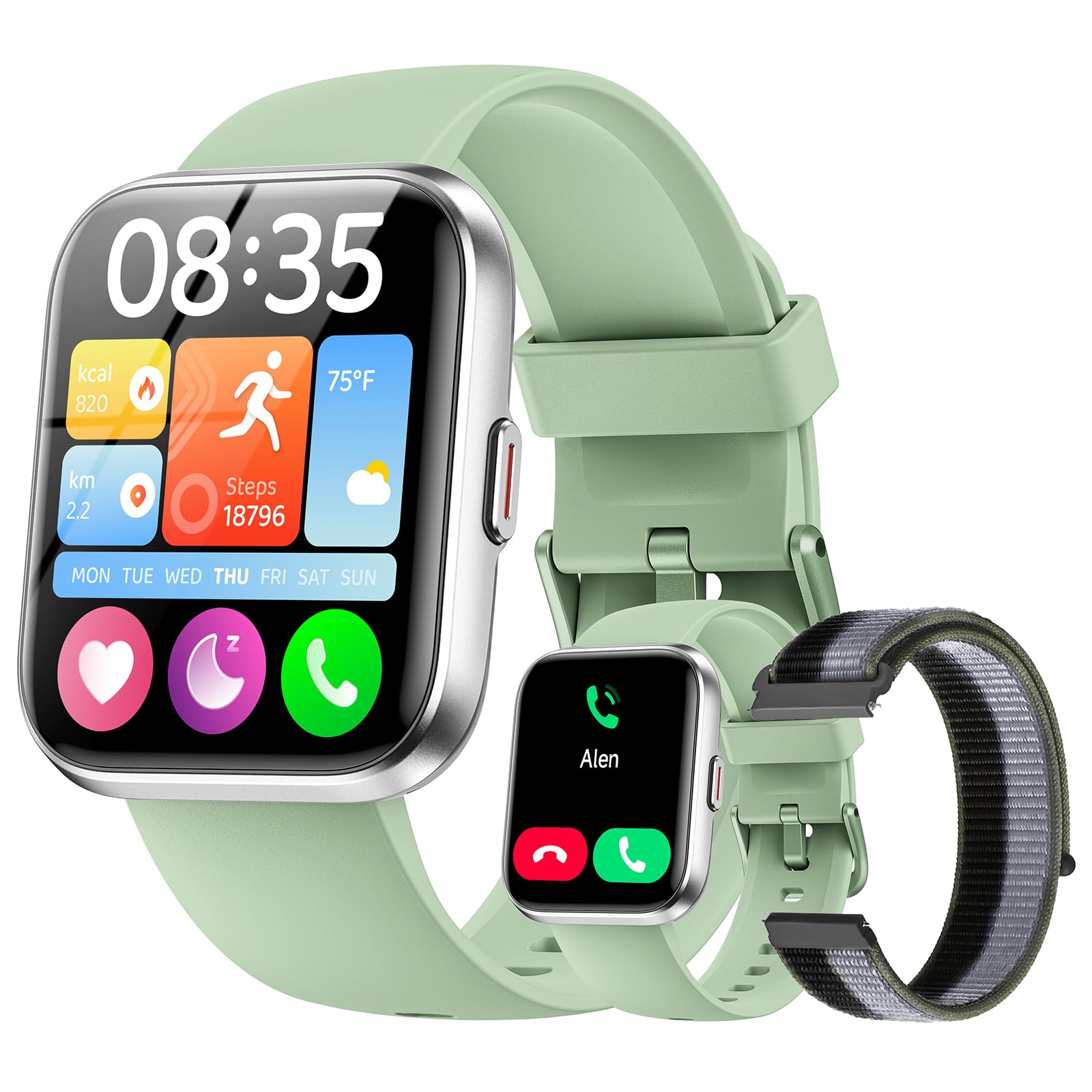 Hingso Smart Watches for Women Men (Android/iPhones), 120+ Sport Modes Fitness Tracker Watch with SpO2/Heart Rate Monitor, Steps/Sleep Tracker, 1.85" HD Smart Watch with Bluetooth Calls/Messages