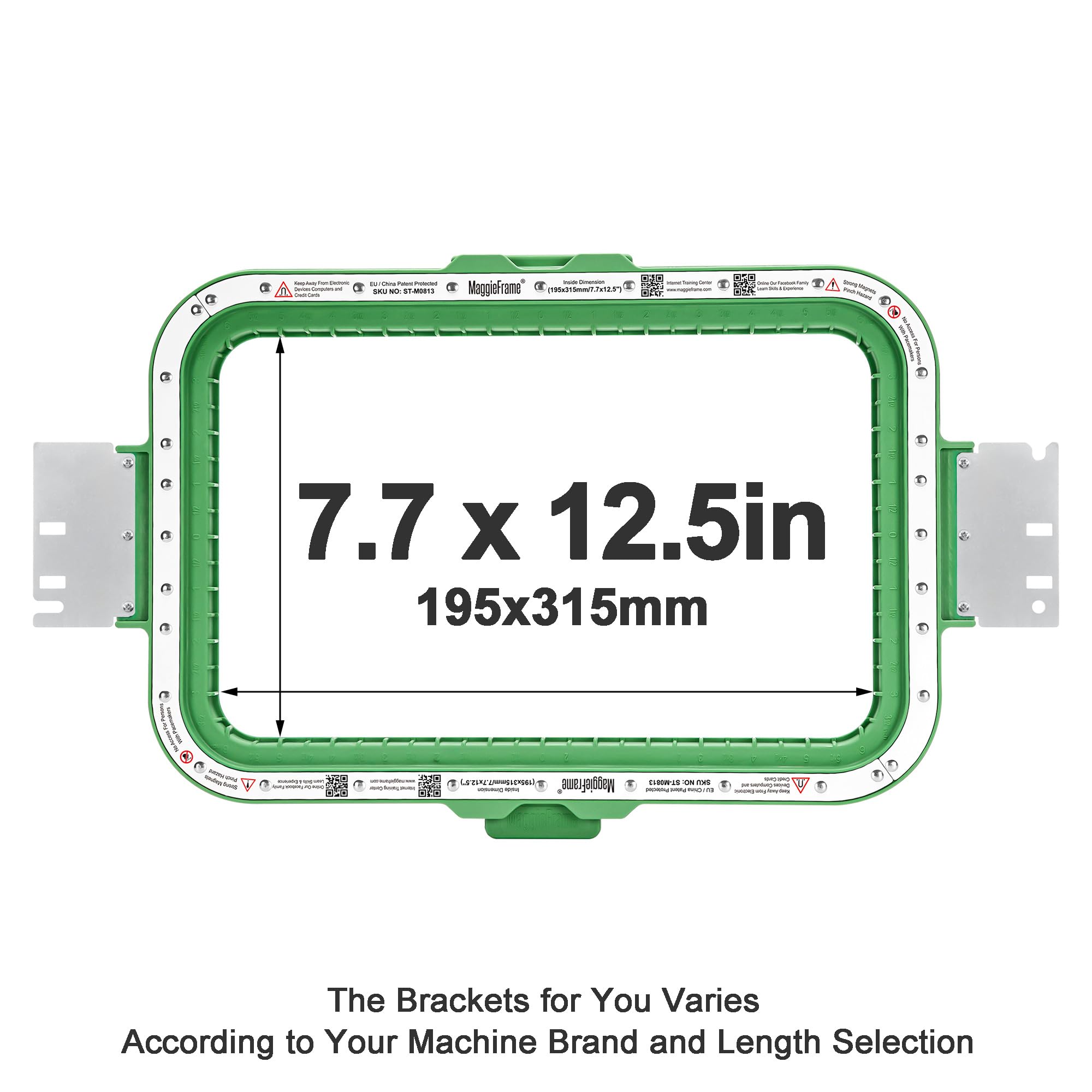 Brewland Bastidor de bordado magnético 195x315mm para Smartstitch S-1501 | Compatible con Smartstitch S-1502HC, S-1501 Ultra, S-1501 Plus; 7.7x12.5inch