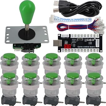 SJ@JX Arcade Game Controller DIY Kit Microswitch Button 4&8 Way Joystick Zero Delay USB Encoder Fighting Stick Handles Console for PC MAME Raspberry Pi Retropie