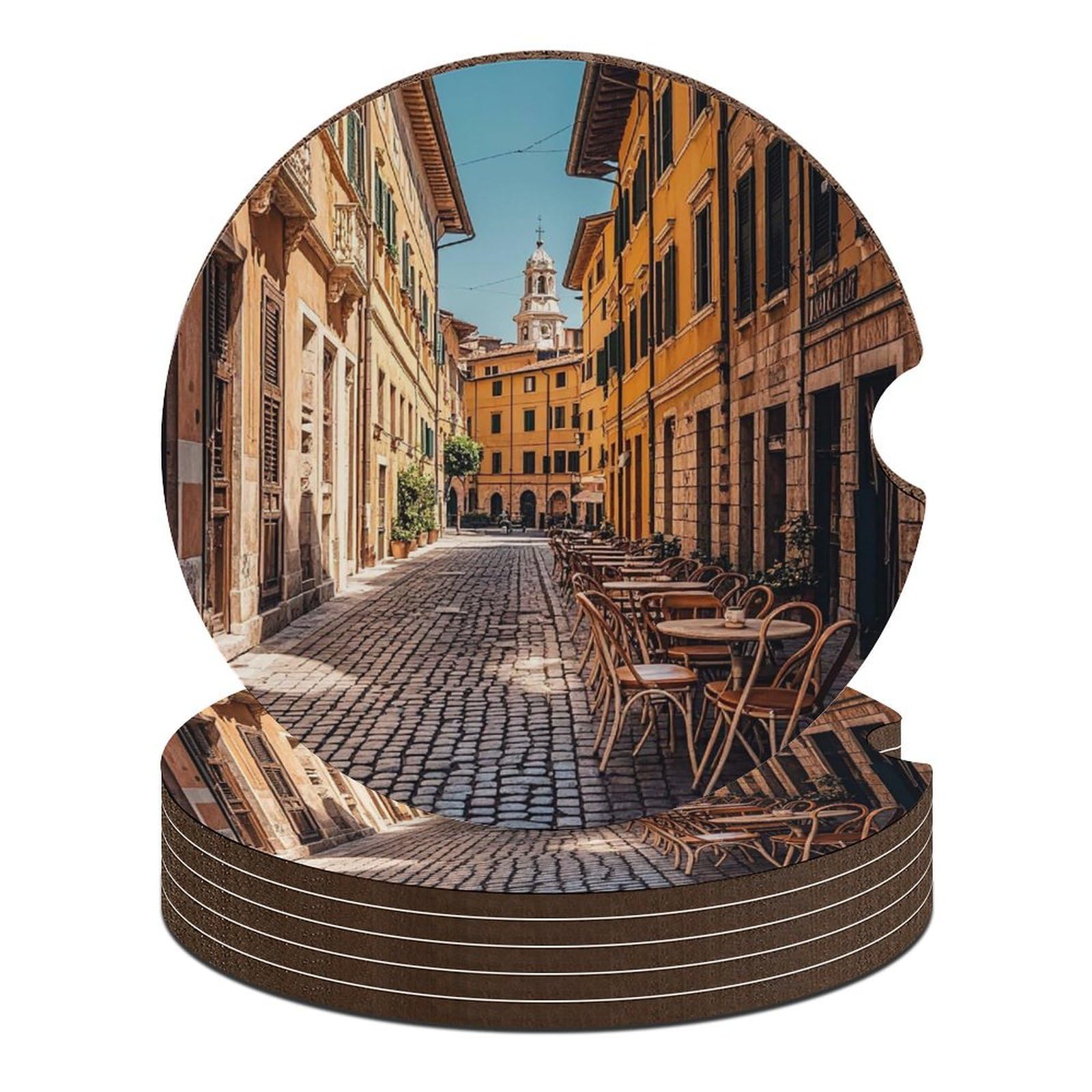 Dessous de verre voiture anti-condensation lot de 6 protège porte-gobelet Rome Italie 6,6cm
