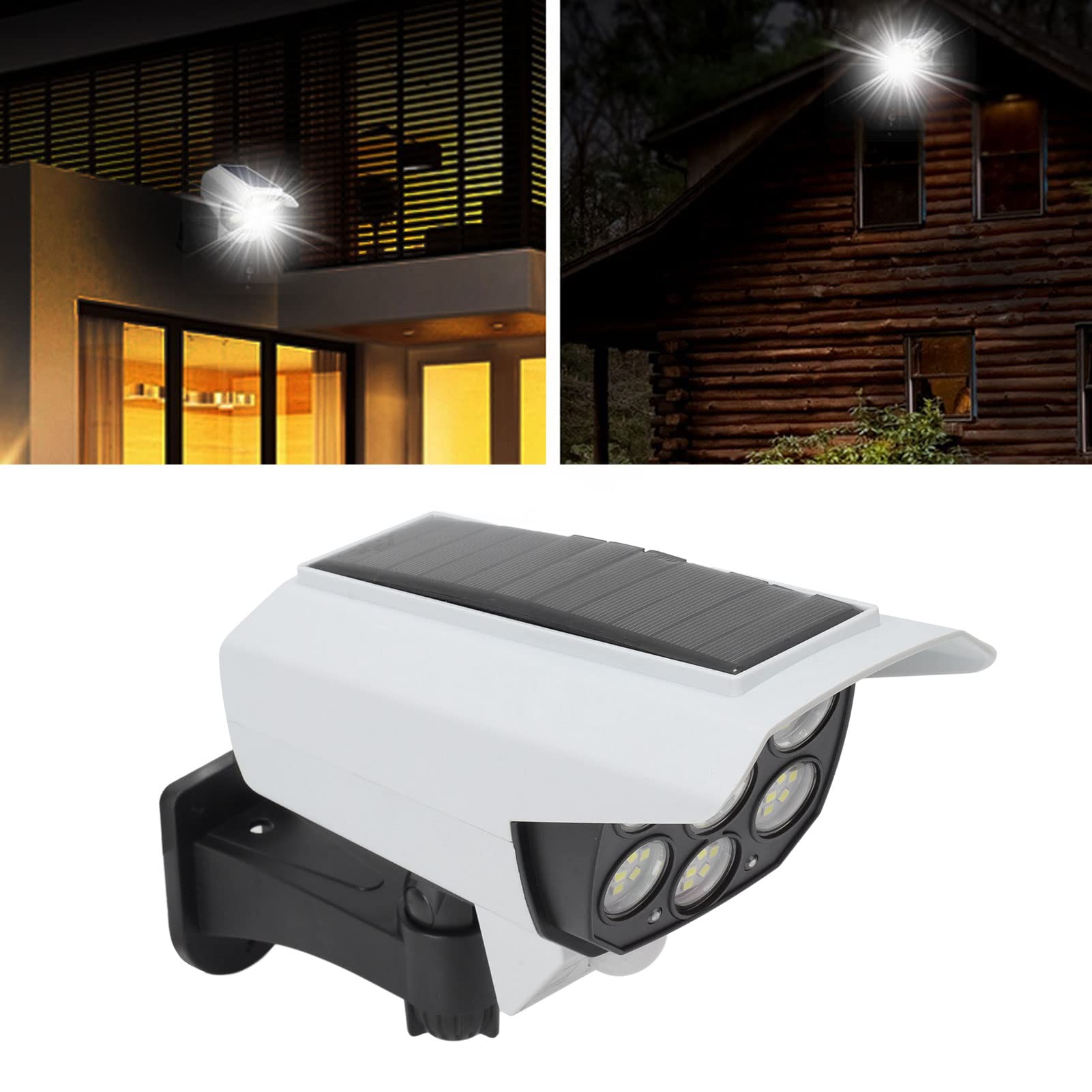 Lumière de Moniteur de Caméra Factice, Caméra de sécurité à énergie Solaire Fausse Surveillance sécurité Lumière Solaire LED Simulation Haute luminosité, Caméras de Surveillance