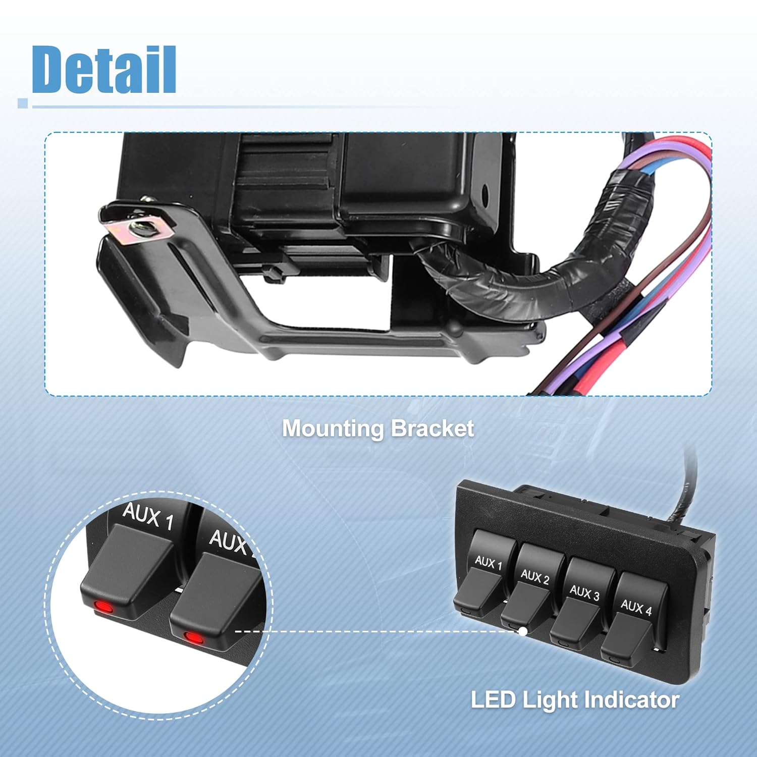 X AUTOHAUX 1 Set in-Dash Auxiliary Upfitter Switch Kit for Ford F250 F350 F450 F550 2008 2009 2010 9C3Z14A303A 9C3Z-14A303-A AL3Z-13D730-AA AL3Z13D7 Switch Box Warning Lights Panel Kit