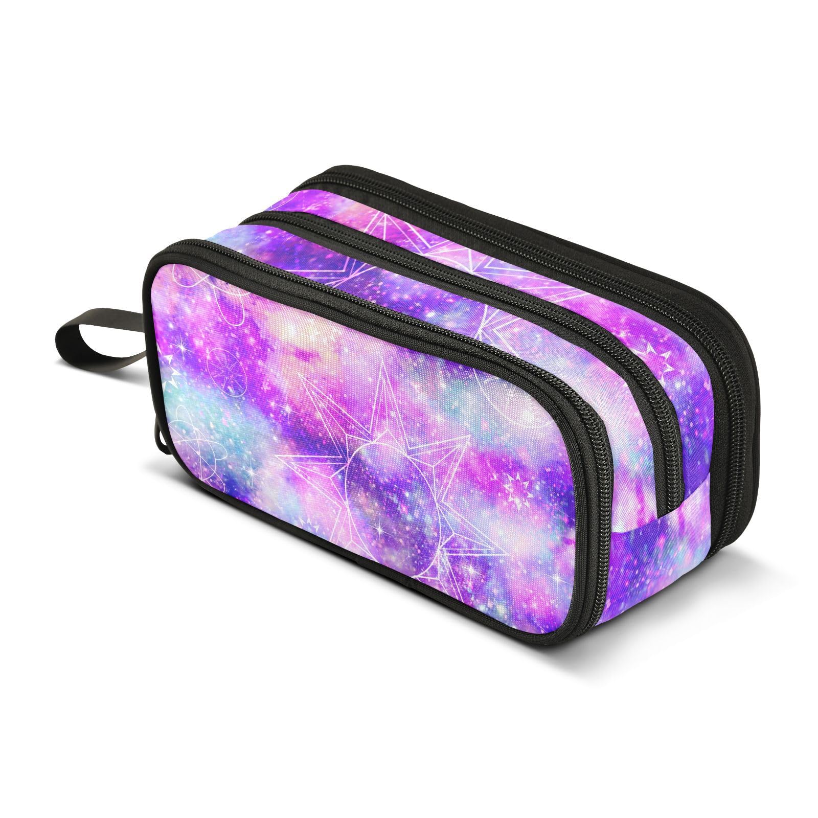 Mnsruu Purple Constellation Galaxy Tie Dye Print Pencil Case Large Capacity Pen Bag Girls Boys Pencil Pouch Stationery Organizer Holder Zipper Pen Case for School Office