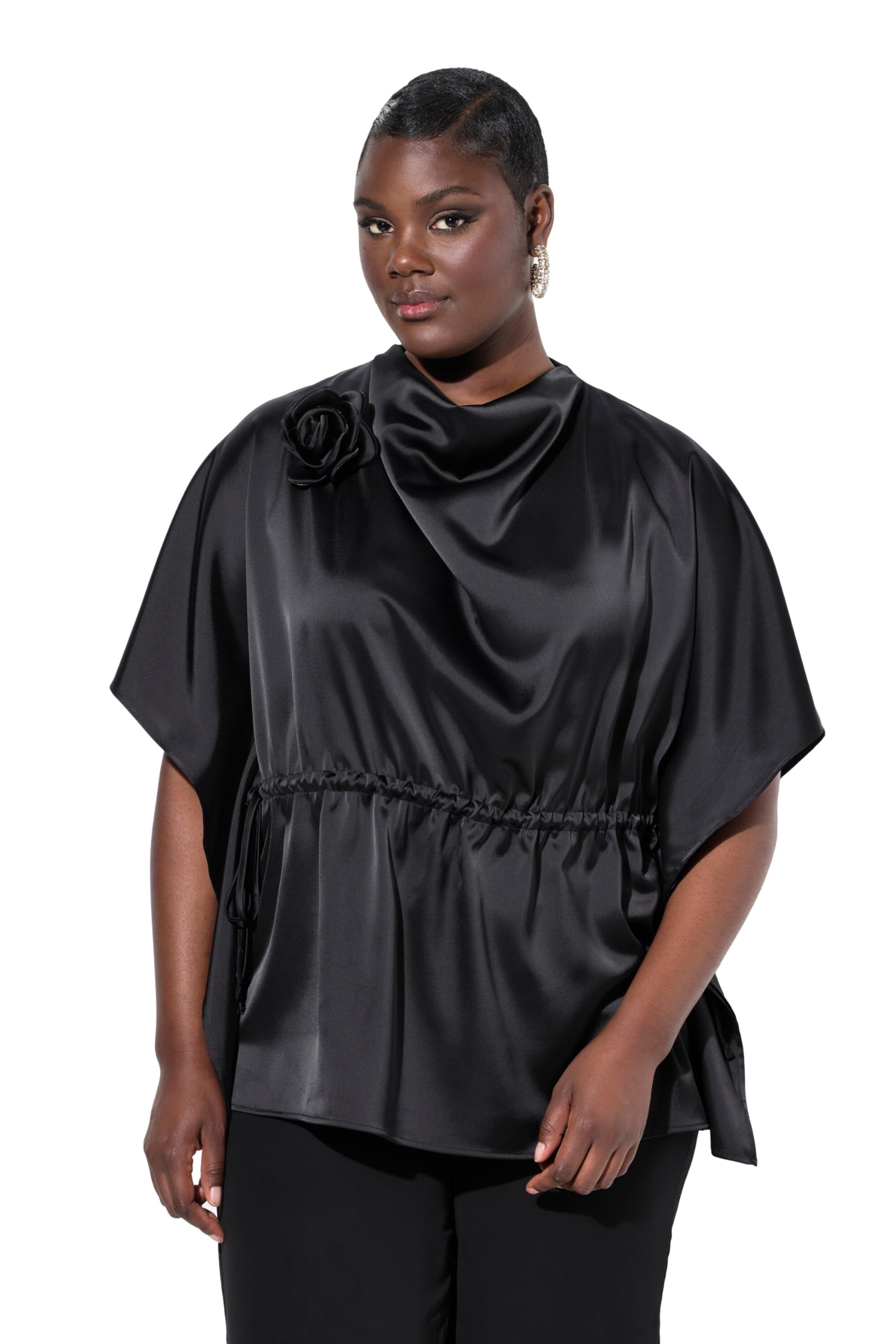 Ulla Popken Shirtbluse mit Übergroßer Rose Camicette Donna