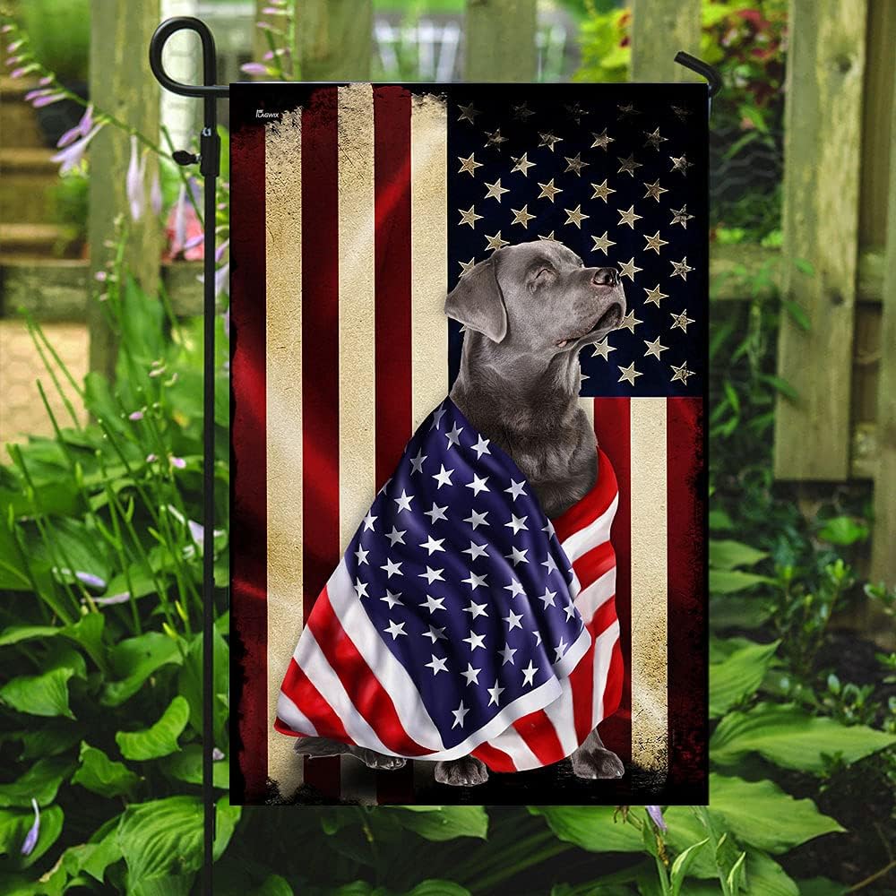 American Flag-Silver Labrador Retriever American Patriot Flag, House Flag (29.5" x 39.5")-USA Flags Premium Polyester-Decorative Indoor Outdoor Flag