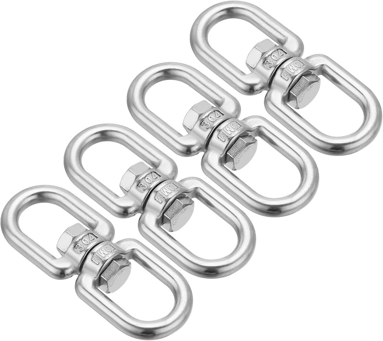 Toolparts And Accessories 4Pcs 304 Stainless Steel Double Ended Swivel Eye Hook M10 Load 400kg/881 Lbs (#CN#130824-13149)