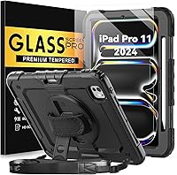 Vista 9 de BLOSOMEET Funda protectora para iPad Pro de 13 pulgadas M4 con protector de pantalla de vidrio templado y soporte para lápiz, funda azul de moda