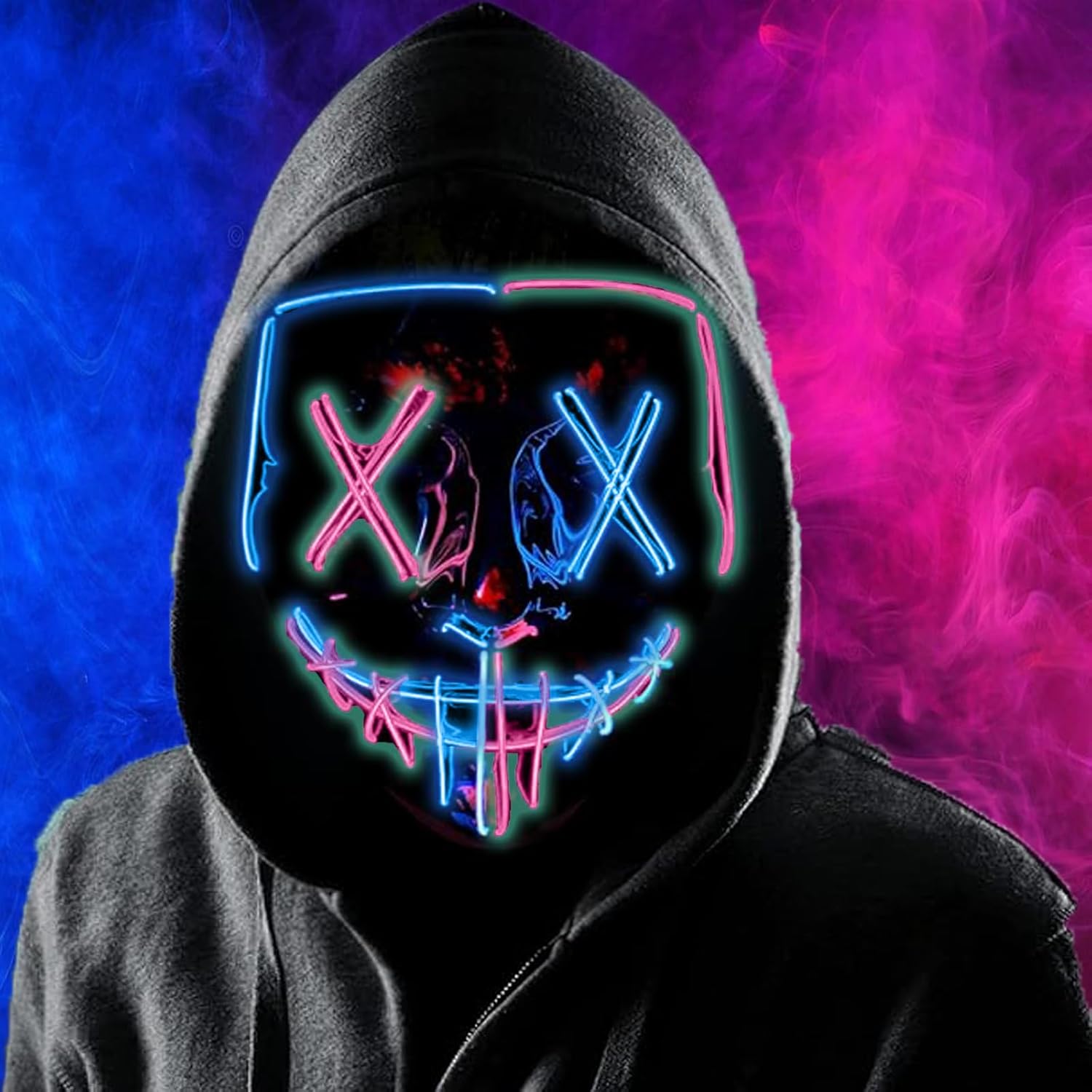 Boolavard Halloween Mask LED Light up Mask for Festival Cosplay Halloween Costume Masquerade Parties Boolavard Halloween Mask LED Light up Mask for Festival Cosplay Halloween Costume Masquerade Parties