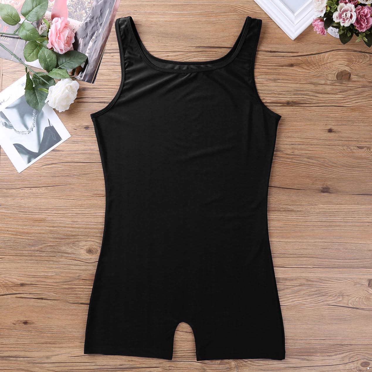 inlzdz Men Tummy Control Train Wrestling Gear Gymnastics Tank Unitard Sports Dancewear Ballet Dance Leotard