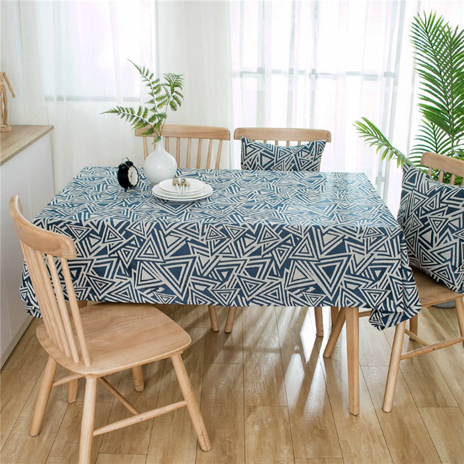 Tovaglia Rettangolare Elegante con Pizzo Tovaglie San Valentino Motivo Triangolo Rustica Decorazioni Pareti Cucina Poliestere Blu Navy Decorazione per Protezione del Tavolo da 90X130Cm
