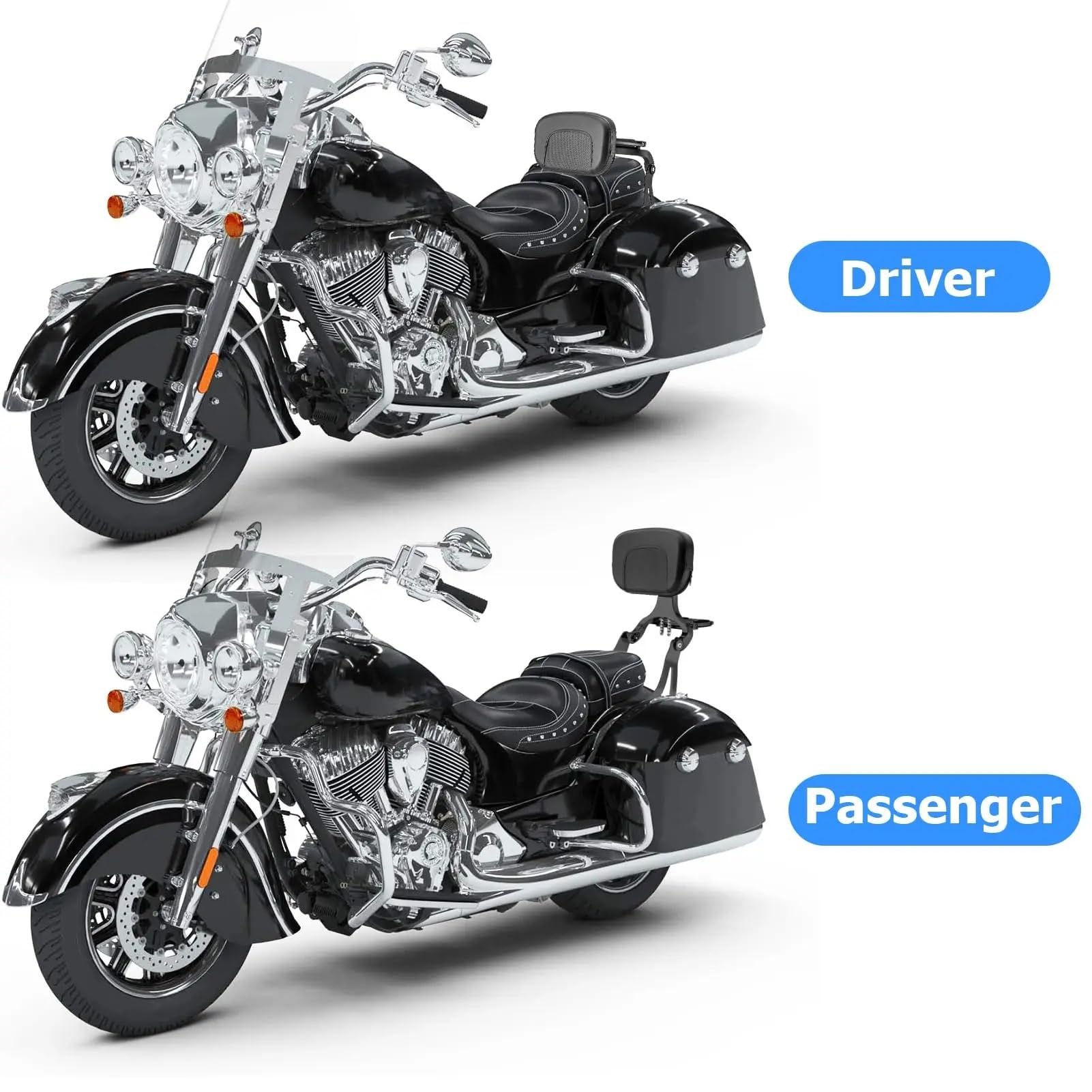 Odłączane oparcie fotela pasażera oparcie Pasuje do indyjskiego wodza Dark Horse Vintage Challenger Springfield 2014-2024 regulowane oparcie Sissy Bar(Chrome)