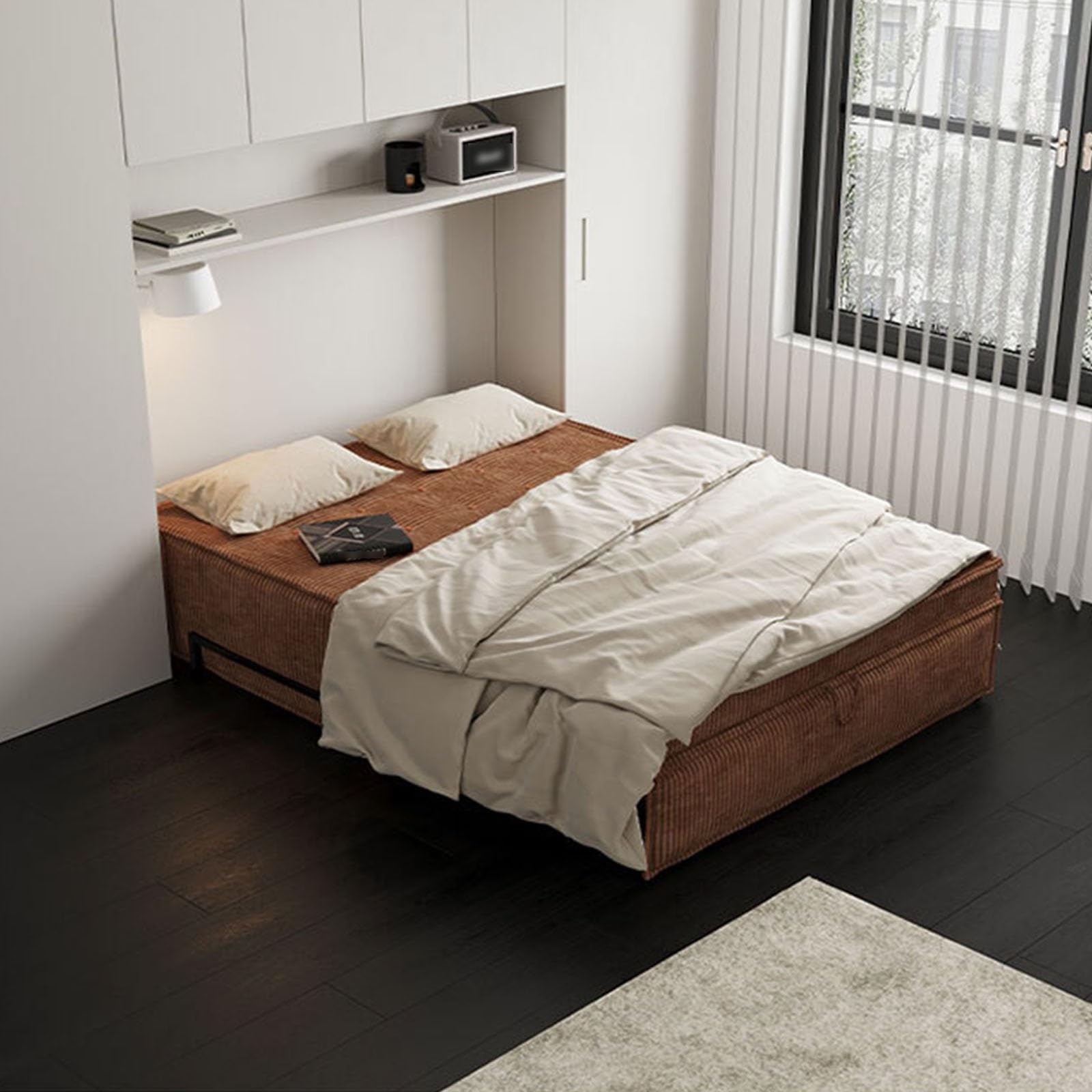 Modern Schlafsesselbett, umwandelbar, Sofa mit Verstellbarer Rückenlehne, geeignet for kleine Wohnungen, Wohnzimmer, Schlafzimmer, Flure Sofa Bett(Weiß)