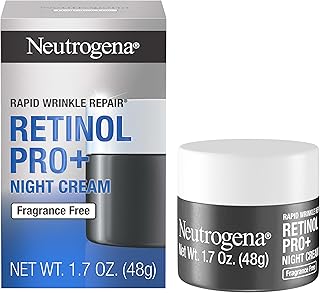 Neutrogena Retinol Pro+ Anti-Wrinkle Night Moisturizer, Rapid Wrinkle Repair, Anti-Aging Face & Neck Cream, Formulated without fragrance, parabens, dyes, & phthalates, Retinol, 1.7 oz