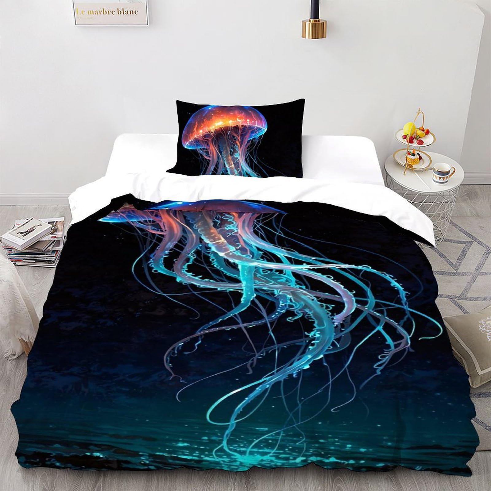 Ensemble housse de couette fantastique jellyfish pour chambre enfant lit simple
