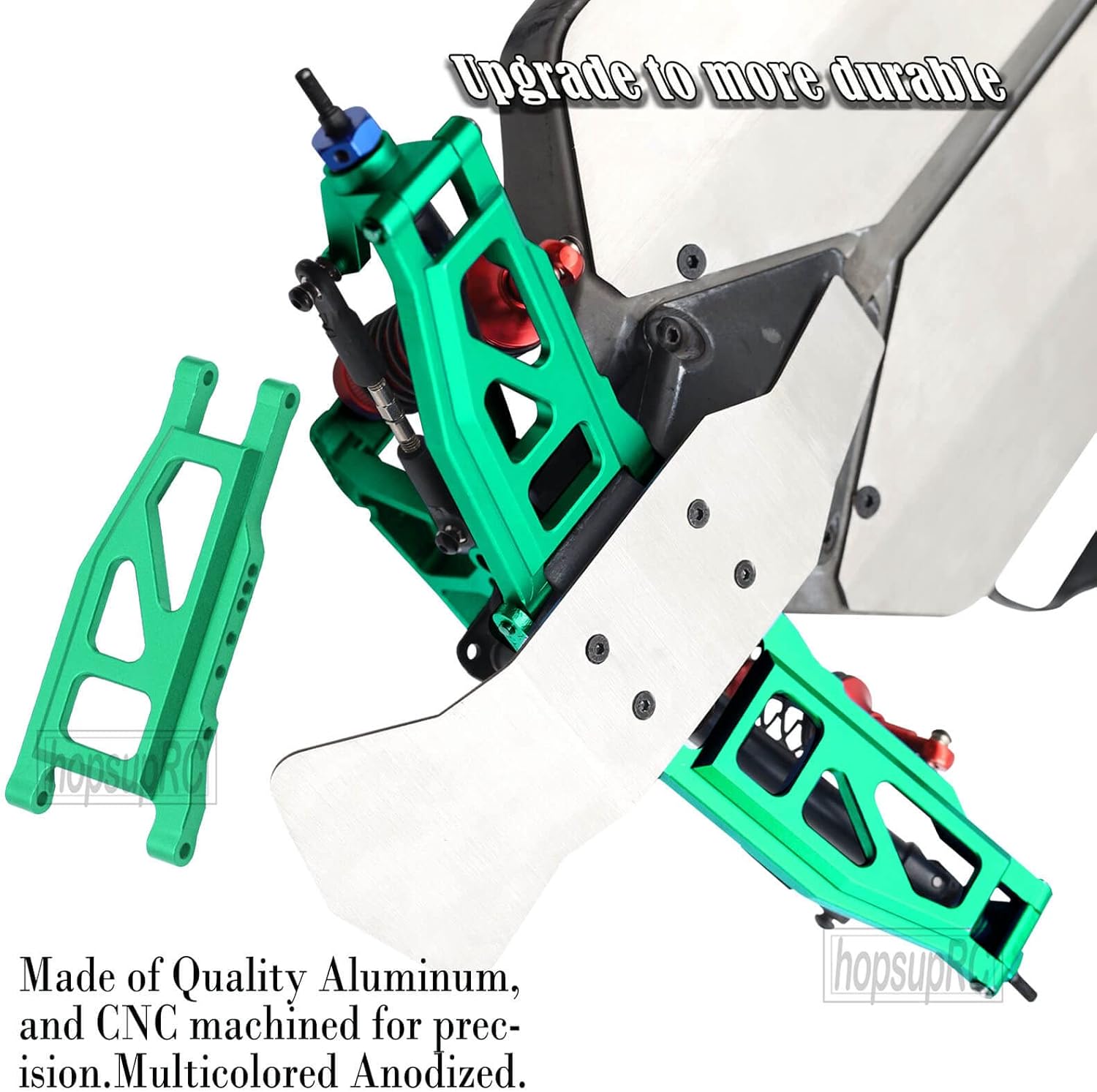 Upgrades Part for 1/10 Rustler/Slash/Stampede/Hoss 4x4 VXL 4wd,Big Bore RC Shock & Front Rear Suspension Arm & Caster Block,Steering Blocks,Rear Stub Axle Carriers,Wheel Hex,Green