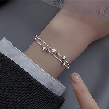 Bracelets For Womens Double-layer Beaded Star Bracelet Women - Stylish & Elegant Hand Jewellry-white