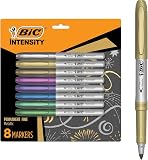 BIC Intensity Metallic Permanent Markers, Fine Point, 8-Count Pack of Metallic Markers With Non-Slip Grip for Comfort and Control – view 1