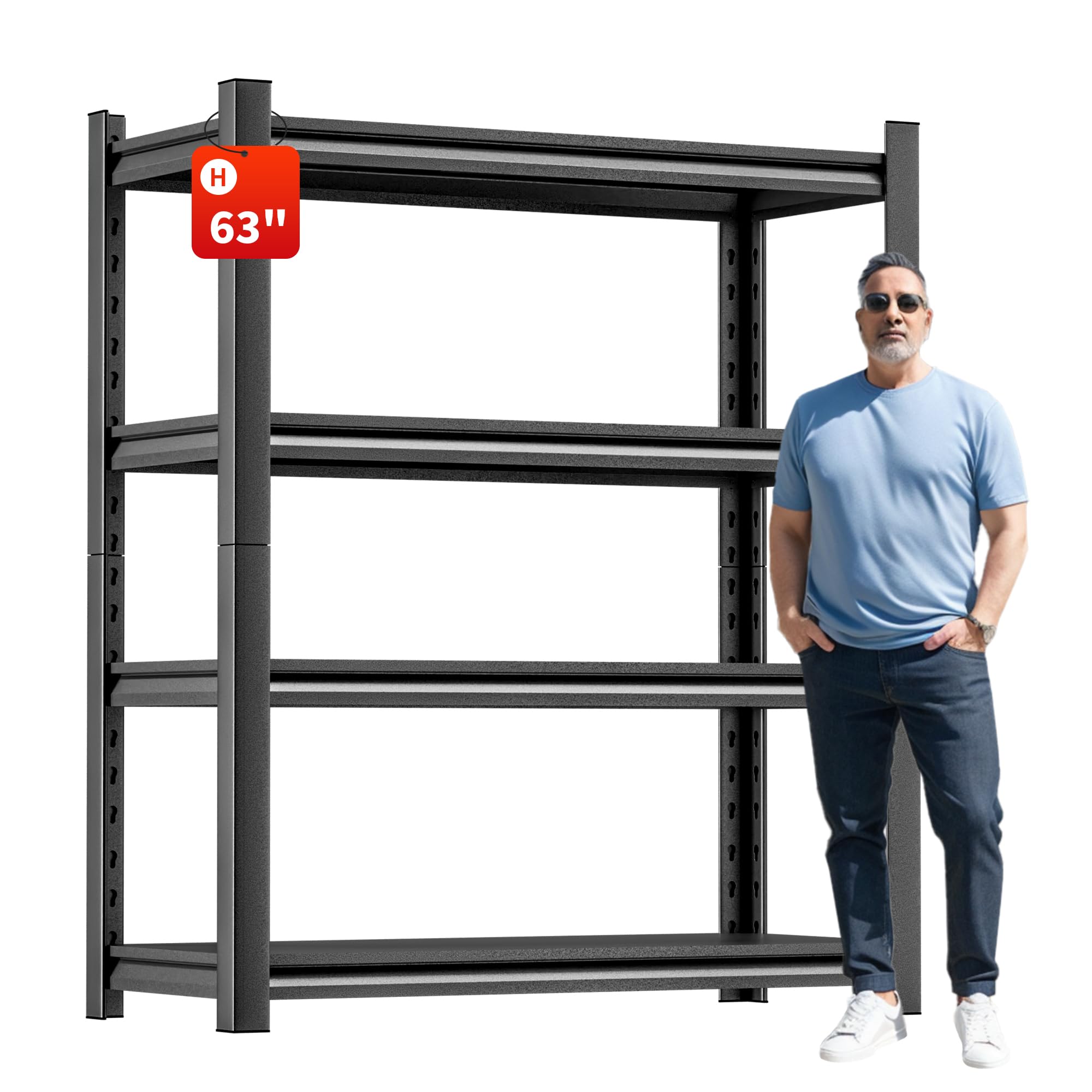 Garage Storage Shelf Heavy Duty Shelving Unit - 63''H Metal Storage Rack Adjustable 4 Tier Garage Shelves Unit Storage Rack Shelving Industrial Utility Shelf.16 D X32 W X63 H