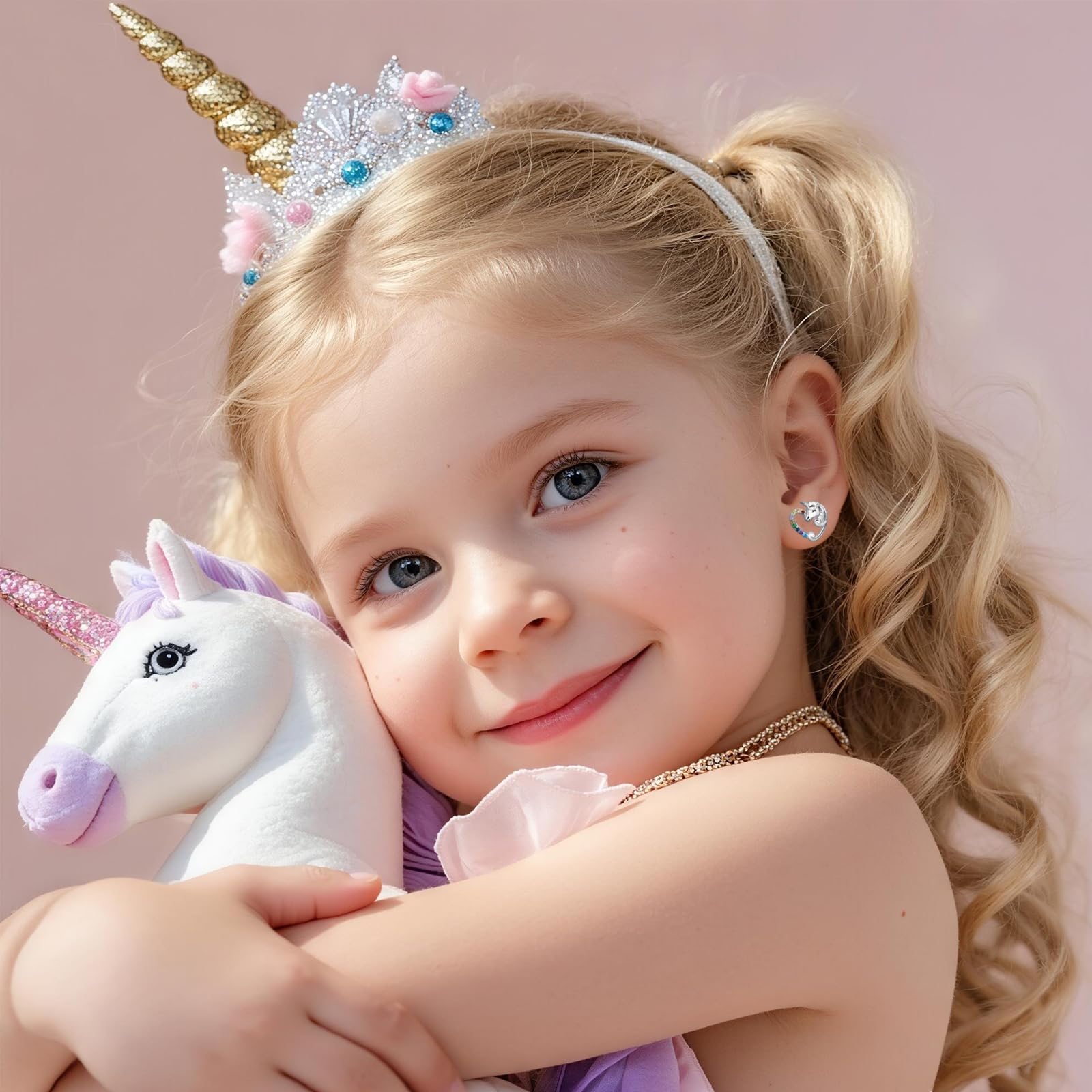 Qings Orecchini Bambina Argento 925 Orecchini Anallergici, Animali Gioielli Unicorno Pesce Orecchini Donna Argento Sterling 925 Regalo di Compleanno per Ragazze Figlia
