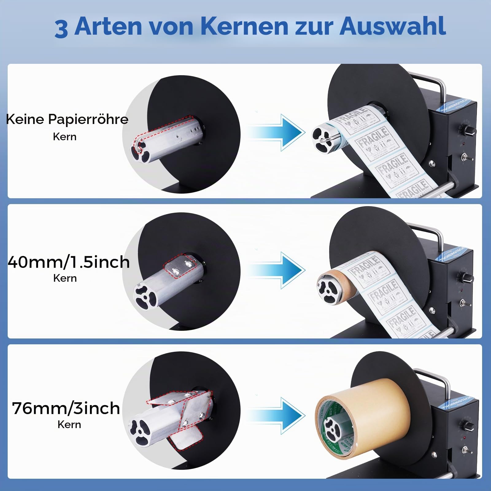 YUCHENGTECH Etikettenaufwickler Breite 100mm 2.5–20cm/s Geschwindigkei