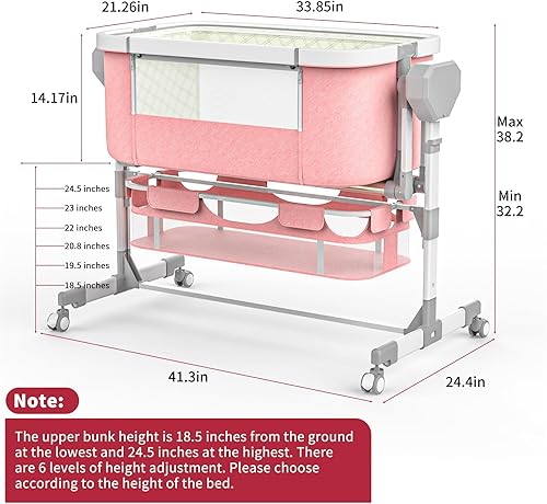 Miniatura 6 de Moisés mecedor para bebé, moisés eléctrico automático de 5 movimientos mecedores, cuna de noche para recién nacido, cuna de bebé con ruedas de 6