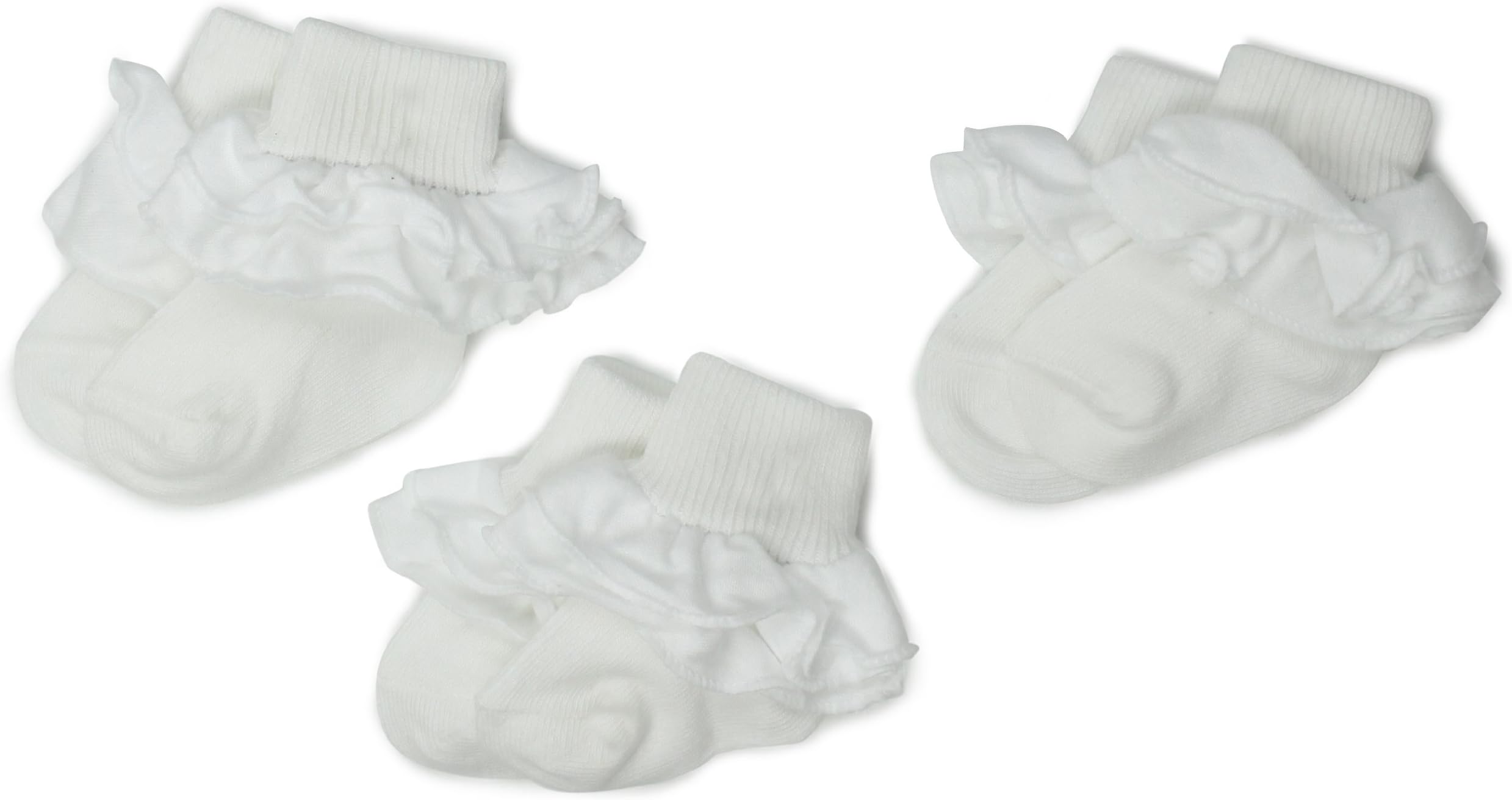 Jefferies Socks Girls 2-6X Misty Ruffle Turn Cuff 3 Pair Pack Socks