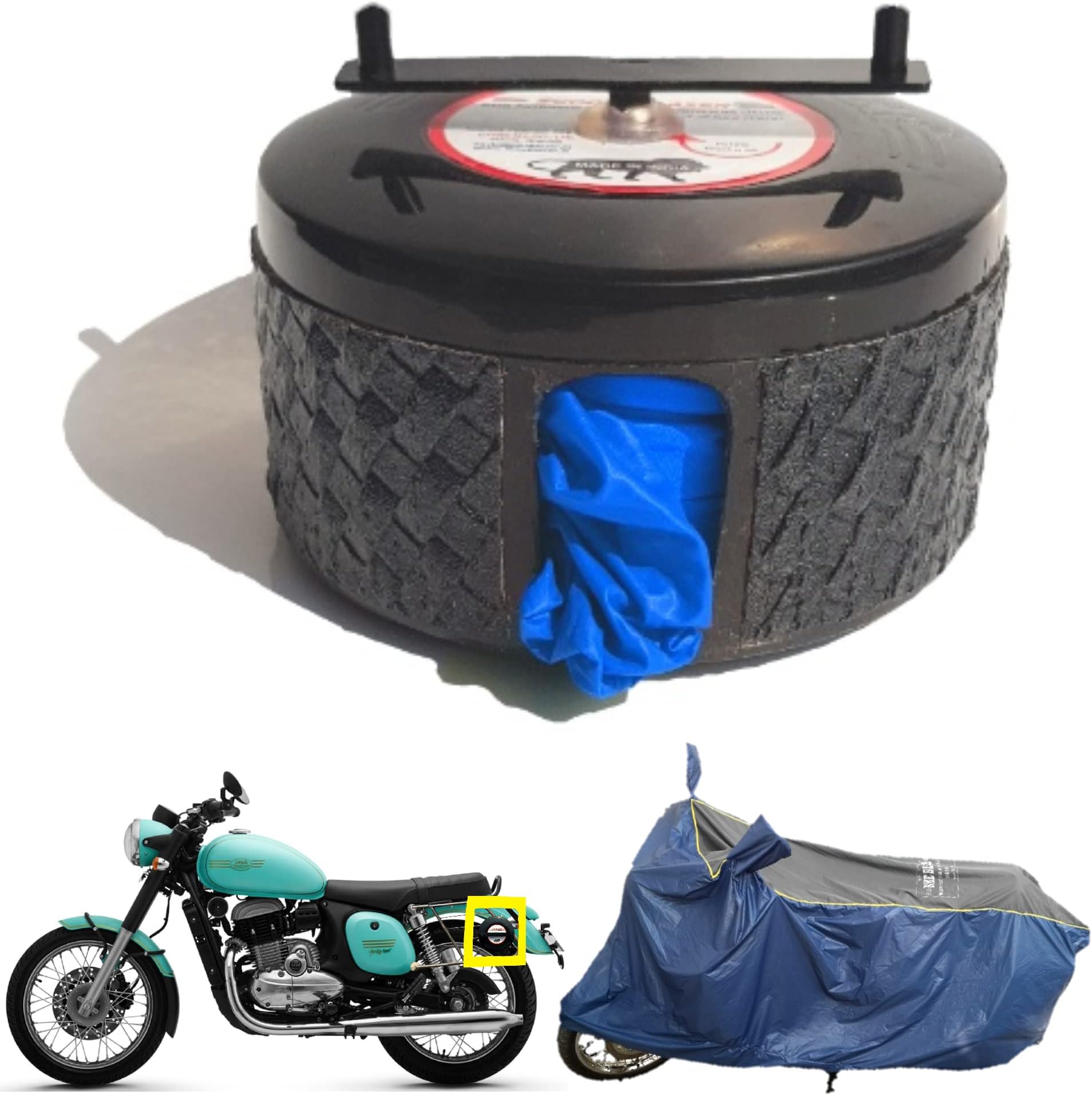 BIKEBLAZER® Semi-Automatic Full Body Bike Cover | Compatible for All JAWA Bike Motorcycles | Heavy Duty Device | Water Resistant | UV Safe | 100% Dust Proof | Anti-Theft & Scratch Proof Cover BMN