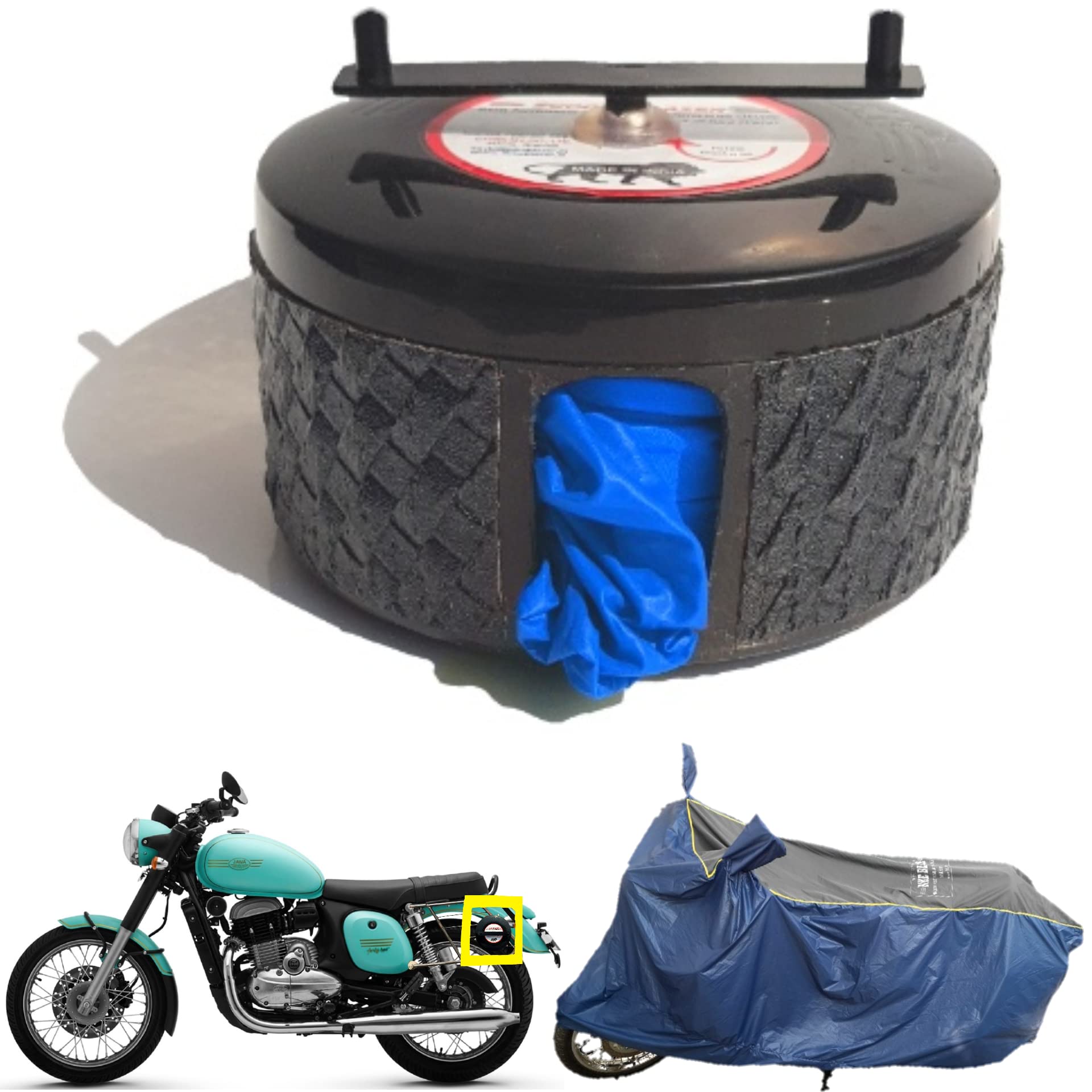 BIKEBLAZER® Semi-Automatic Full Body Bike Cover | Compatible for All JAWA Bike Motorcycles | Heavy Duty Device | Water Resistant | UV Safe | 100% Dust Proof | Anti-Theft & Scratch Proof Cover BMN