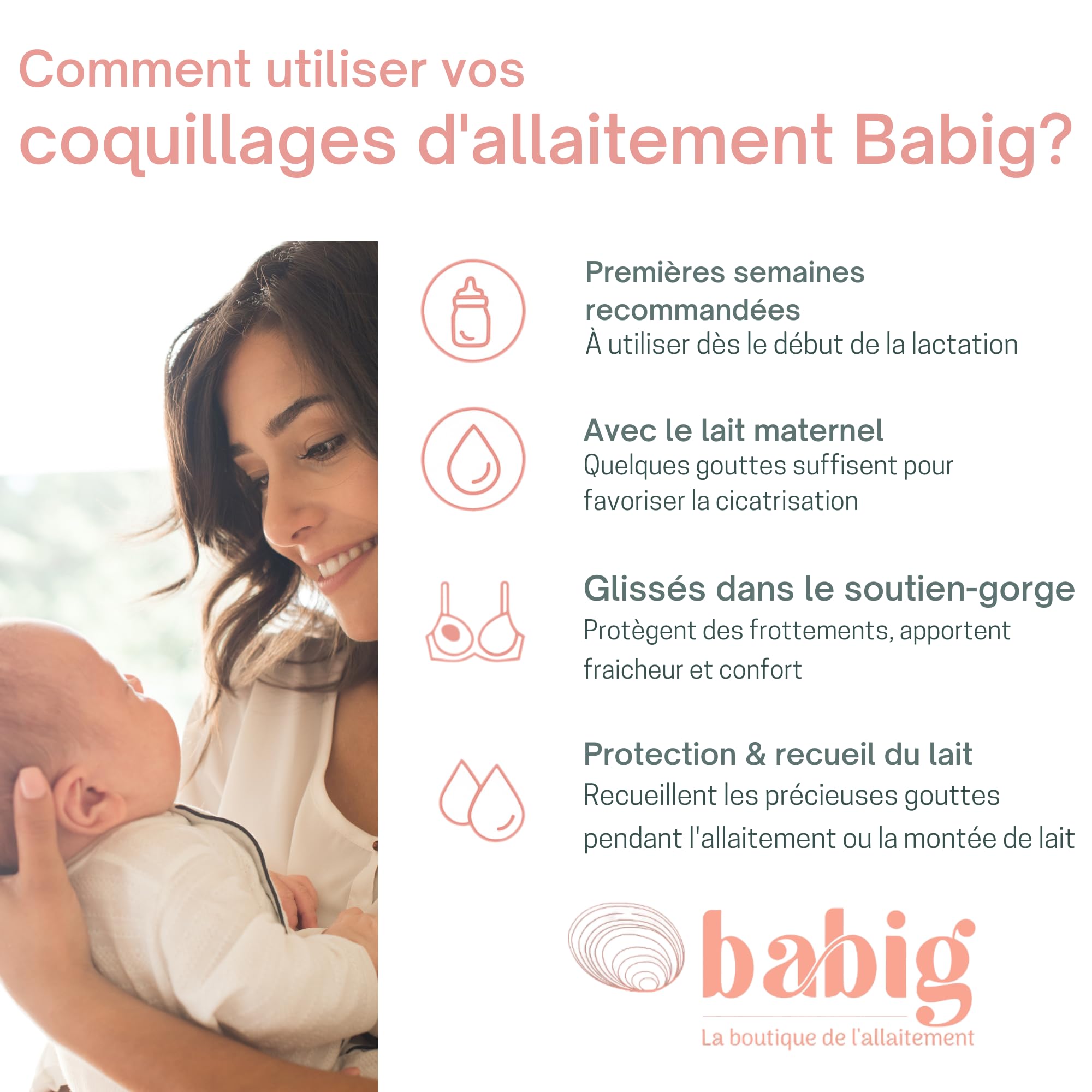BABIG Coquillages d'Allaitement Taille M 100% Naturels – Soulage les douleurs – Réutilisables, Faits-Main – Protège Les Mamelons – Pour Jeunes Mamans – Taille Disponibles XS à XXXL