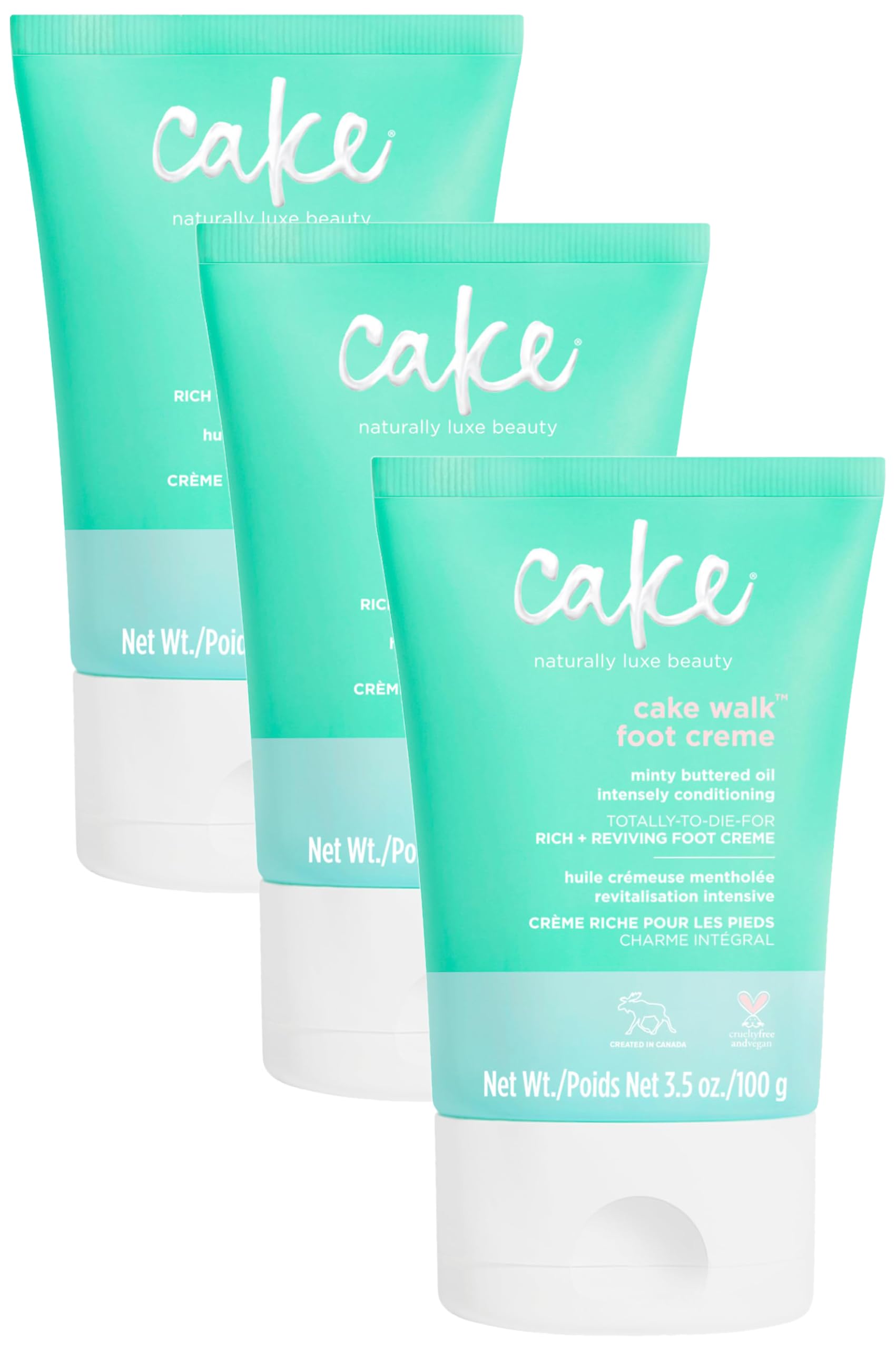 Cake Beauty Walk Triplemint Foot Crème, 3.4 Fluid Ounce (Pack of 3)