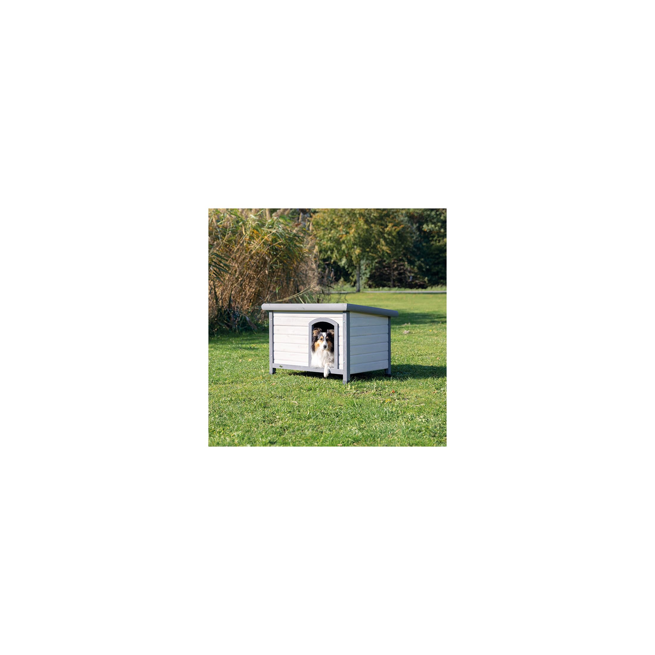 Natura Niche Classic à Toit Plat pour Chiens Gris Taille S-M 85 x 58 x 60 cm
