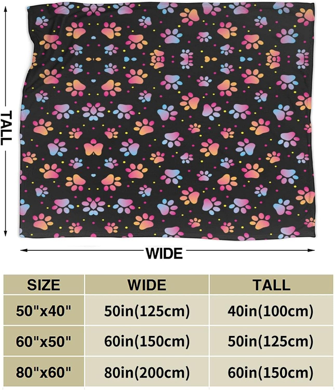 Cute Dog Paw Print Theme Blanket 50x60-Inch – Lightweight and Compact for Easy Folding, Anti-Pill, Wrinkle-Resistant, and Shed-Proof Fabric, Perfect for Sofa, Chair, Bed, Office, or Travel