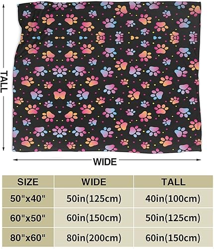 Vista 3 de Manta de franela con estampado de patas de perro, manta con estampado de patas de animales, regalos para papá, mamá, amigo, tío, tía, hija, amante