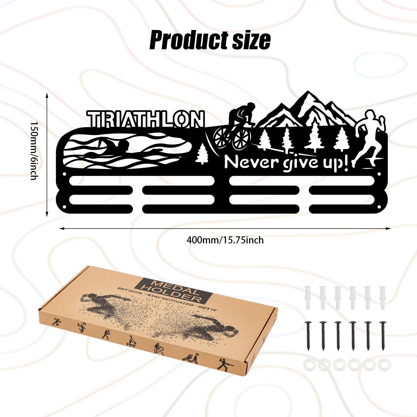ORIGACH メダルホルダー ディスプレイハンガーラック フレーム ホッケー ブラック 頑丈なメダル 金属製 壁取り付け 取り付け簡単 16インチ ORIGACH メダルホルダー ディスプレイハンガーラック フレーム