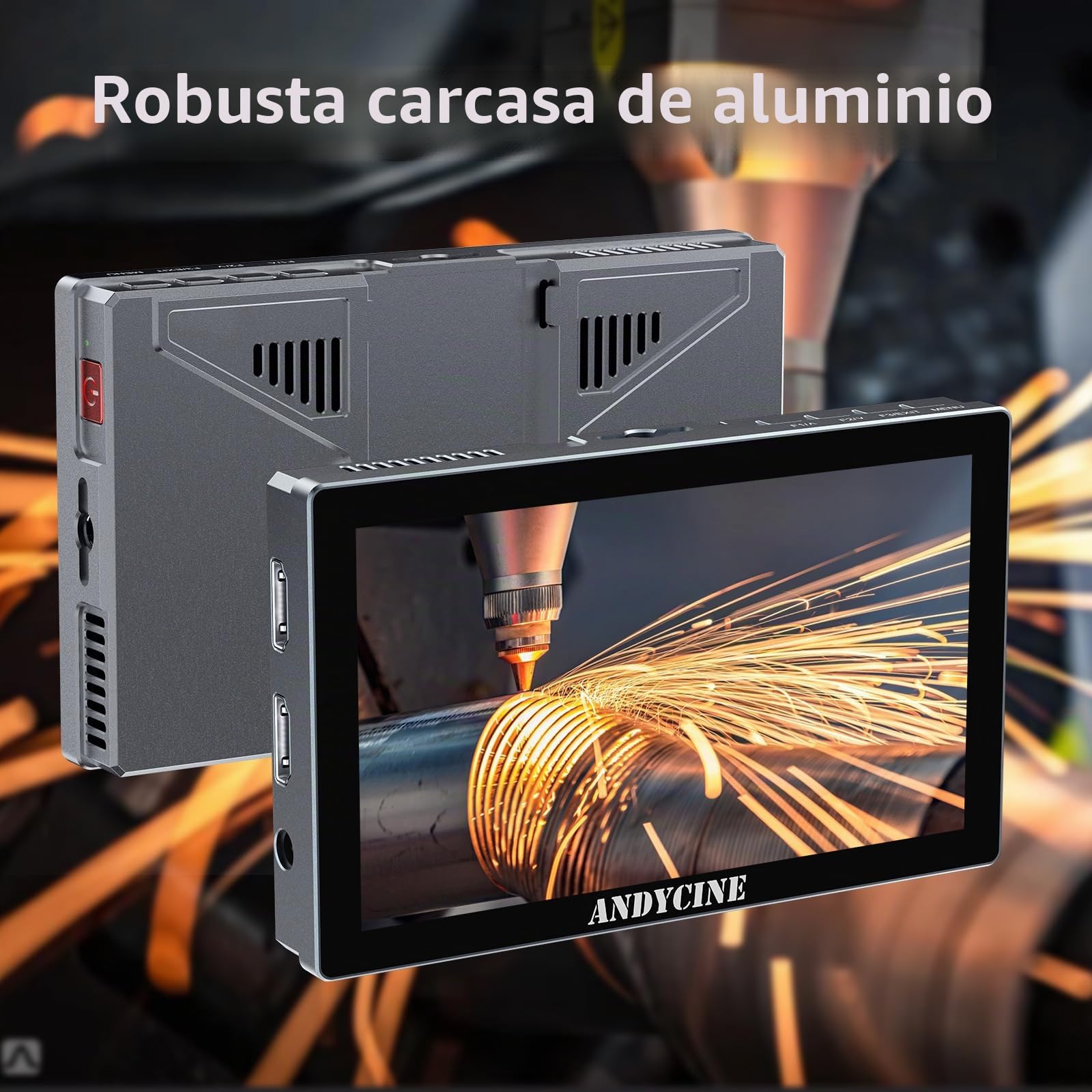 ANDYCINE X5 5,5" 1200 nits Monitor de Campo de cámara con Pantalla táctil 4K HDMI 60 HZ, Monitor DSLR con Carcasa de Aluminio, batería F550C, RGB Parade, Focus Peaking, LUT 3D, Monitor HDR