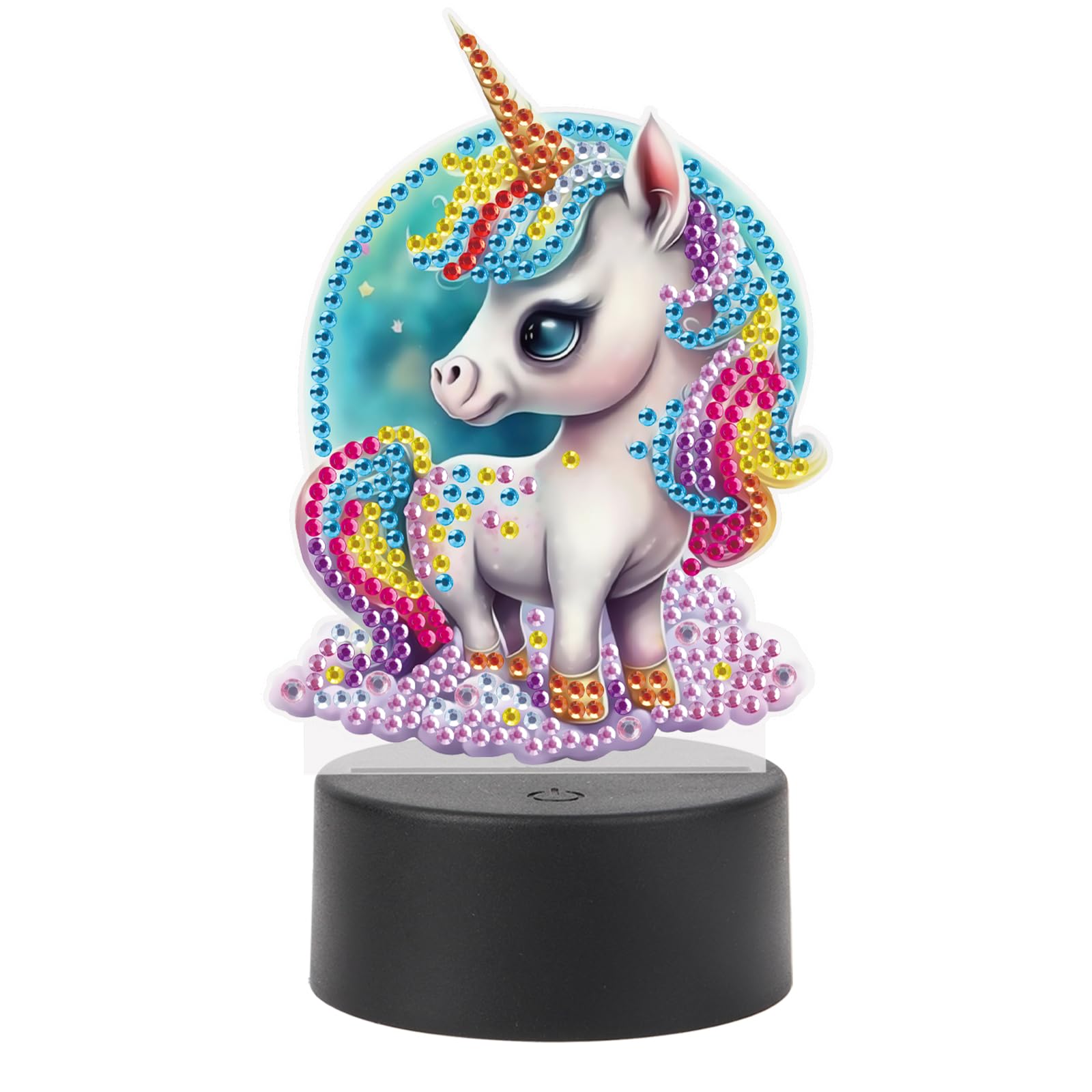 JISHSHAY Diamond Painting Night Light Diamond Art Table Lamp Gem Art LED Light Gem Painting Desk Lamp Mosaic Kits for Adults DIY Kits for Adults Paint by Numbers with Special Shape Drills Unicorn