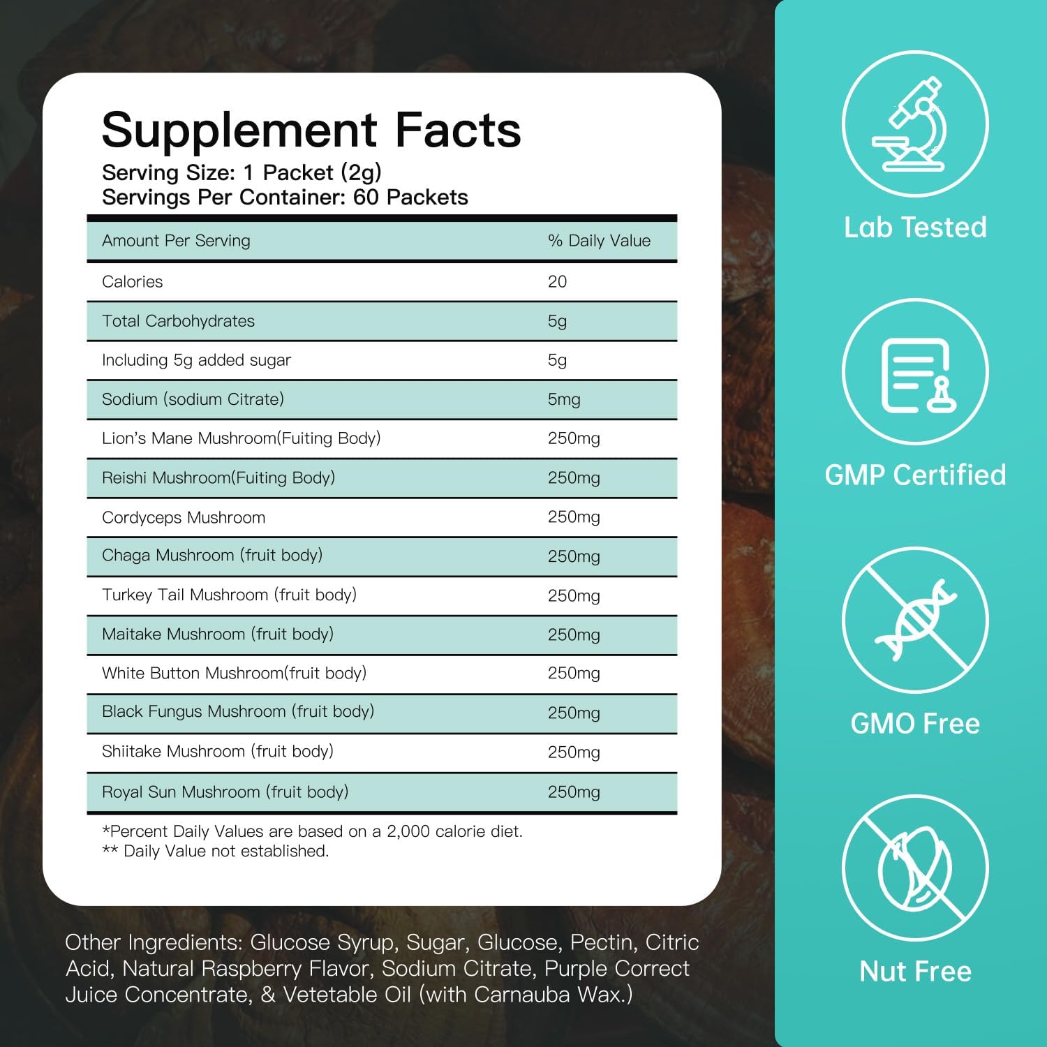 Lions Mane Mushroom Gummies for Adults, 10 in 1 Mushroom Supplement,Brain Supplements for Memory and Focus & Cognitive Performance,with Chaga, Reishi, etc. 60 Gummies,Individually Packaged - Image 7