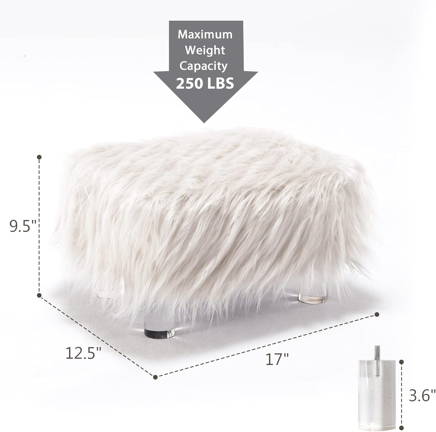 Buy Small Foot Rest, Beige Faux Fur Padded Foot Stool, Storage Ottoman