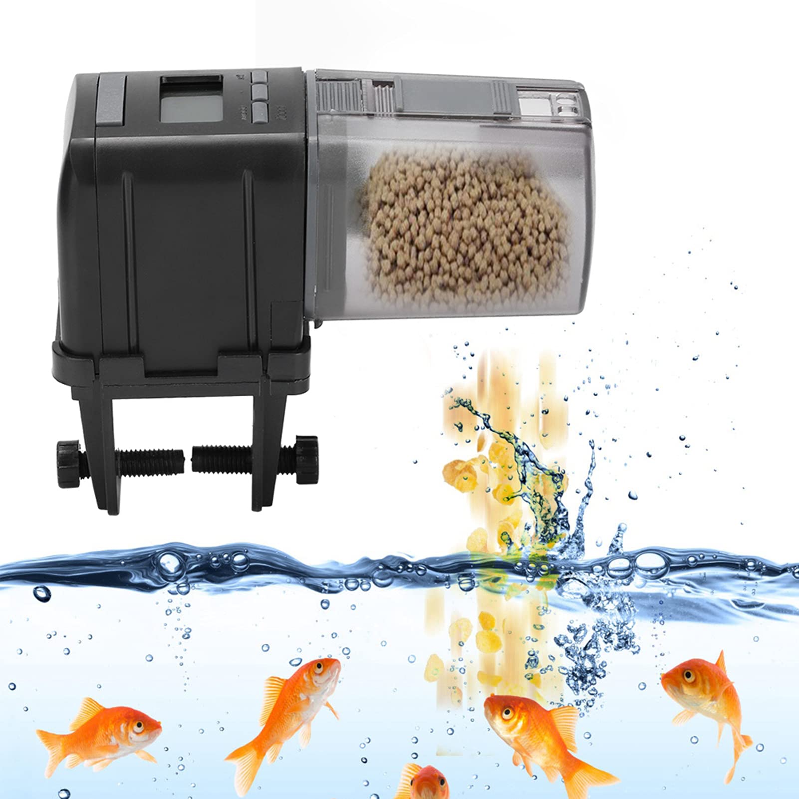 Acouto ZY-520FD Automatischer Fisch-Aquarium-Futterautomat, Timer, Intelligentes Futterspendergerät, Energiesparender Strom, Automatischer Fisch-Futterautomat, Aquarium-, Angel-Timer