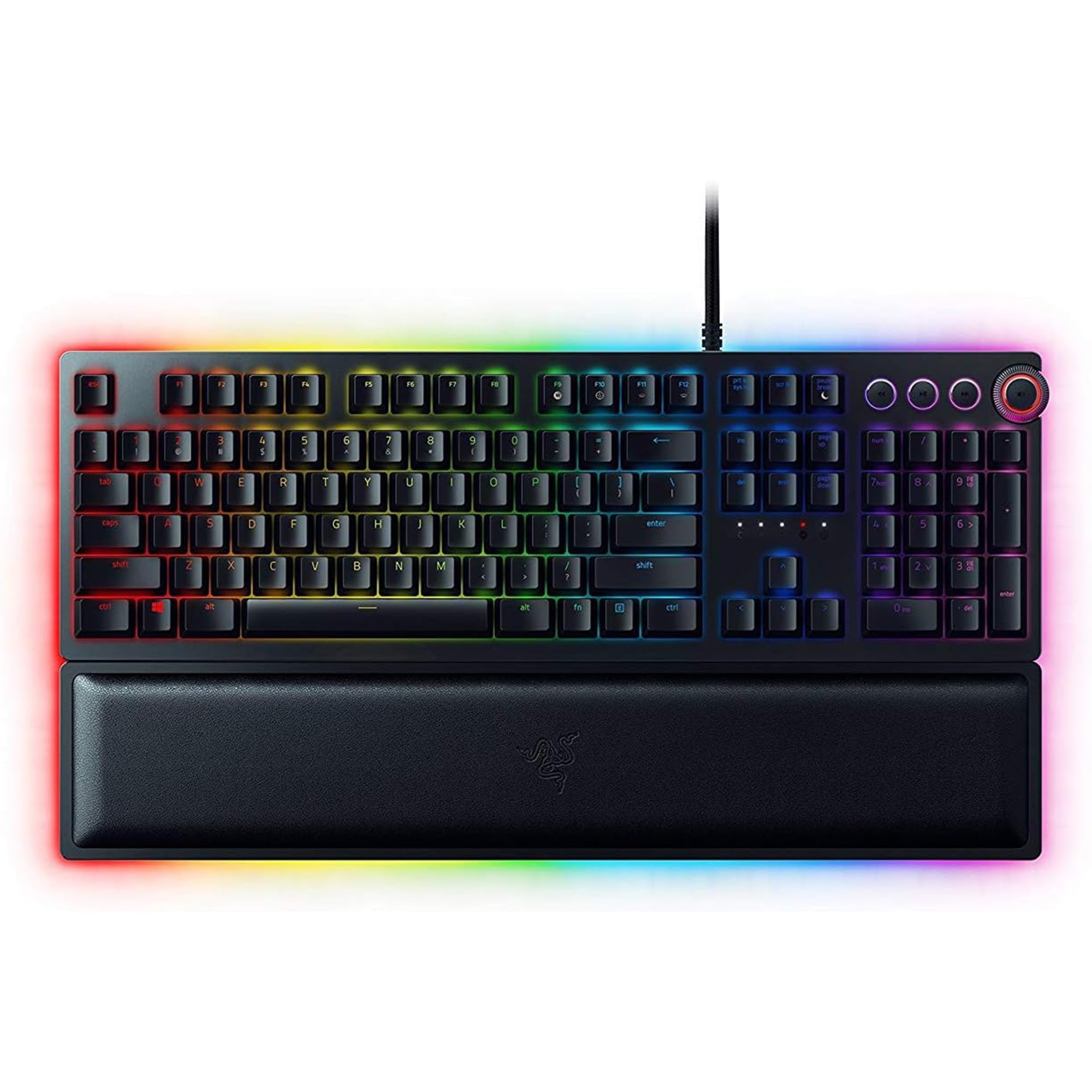 Razer Huntsman Elite (Purple Switch) - Clavier de Jeu avec commutateurs opto-​mécaniques (contrôle Rotatif, Repose-​Paume éclairé, RGB Chroma) Clavier AZERTY | Noir