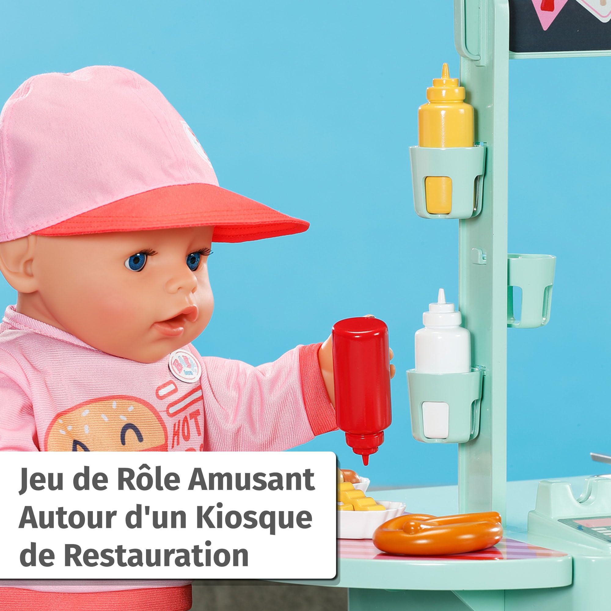 BABY born Snack Shop avec Effets sonores pour poupons 43 cm | Effets sonores, 25 snacks de fast-food, adaptés aux poupons de 43 cm