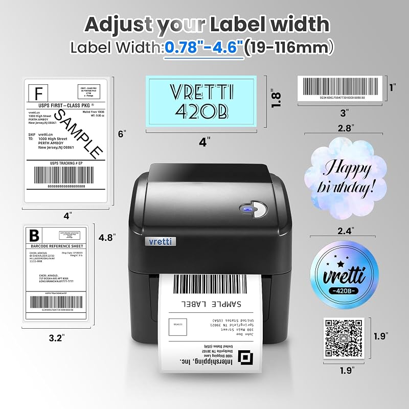 vretti WiFi 5G Címke Nyomtató 4x6 Hőnyomtató Szállítási Címkékhez Amazon Shopify Etsy eBay UPS DHL FedEx Kompatibilis